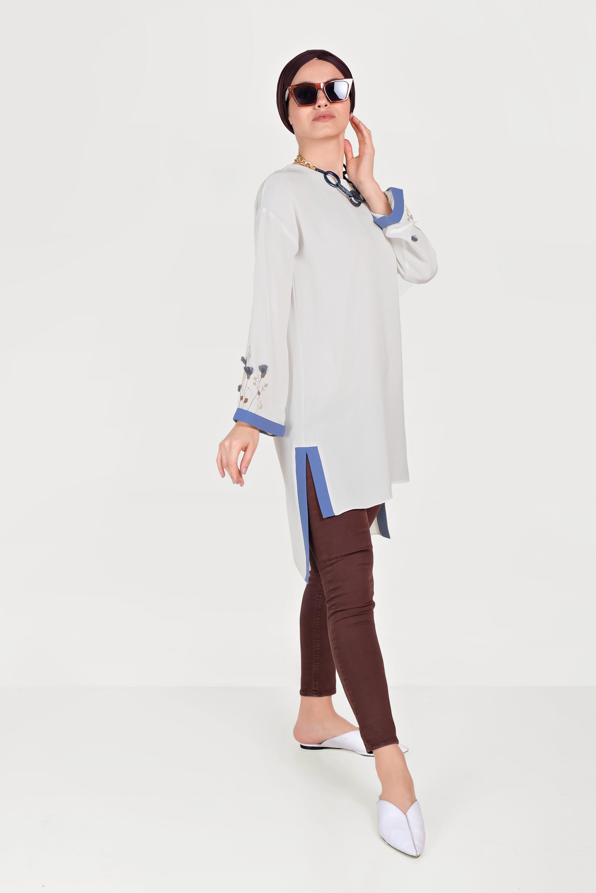 Hijab clothing WHITE ASYMMETRIC CUT TUNIC 40662 