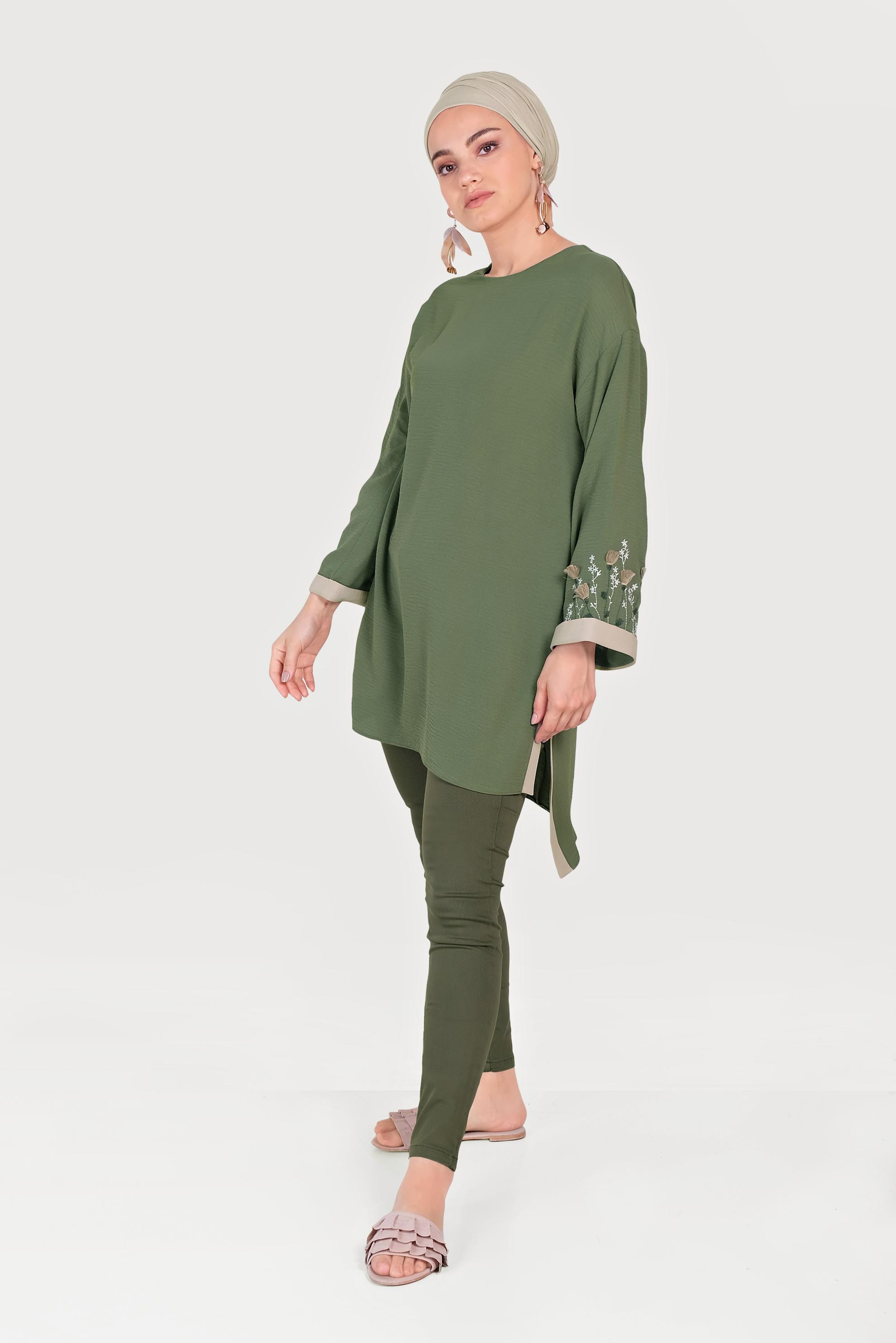 Hijab clothing KHAKI ASYMMETRIC CUT TUNIC 40662 