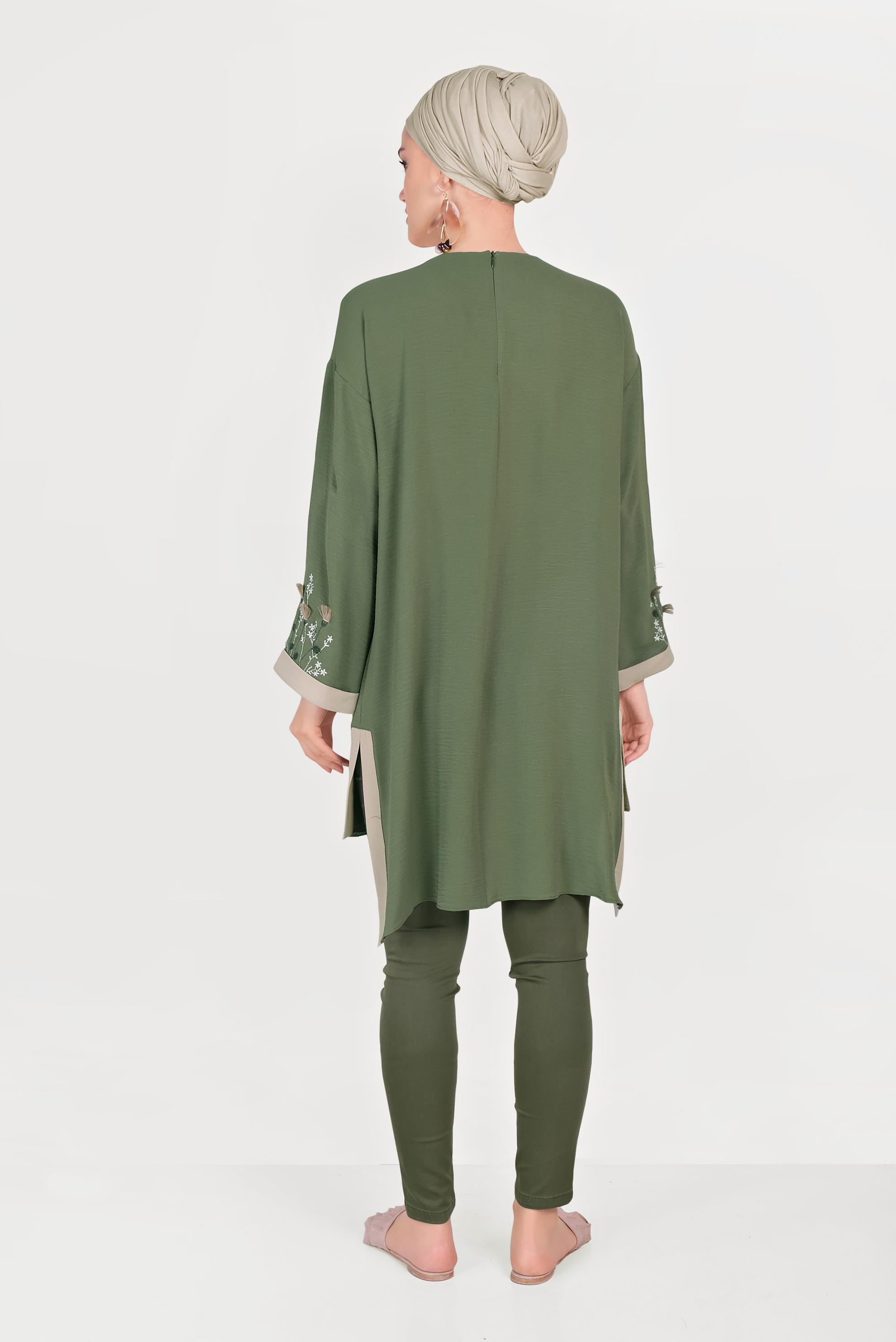 Hijab clothing KHAKI ASYMMETRIC CUT TUNIC 40662 