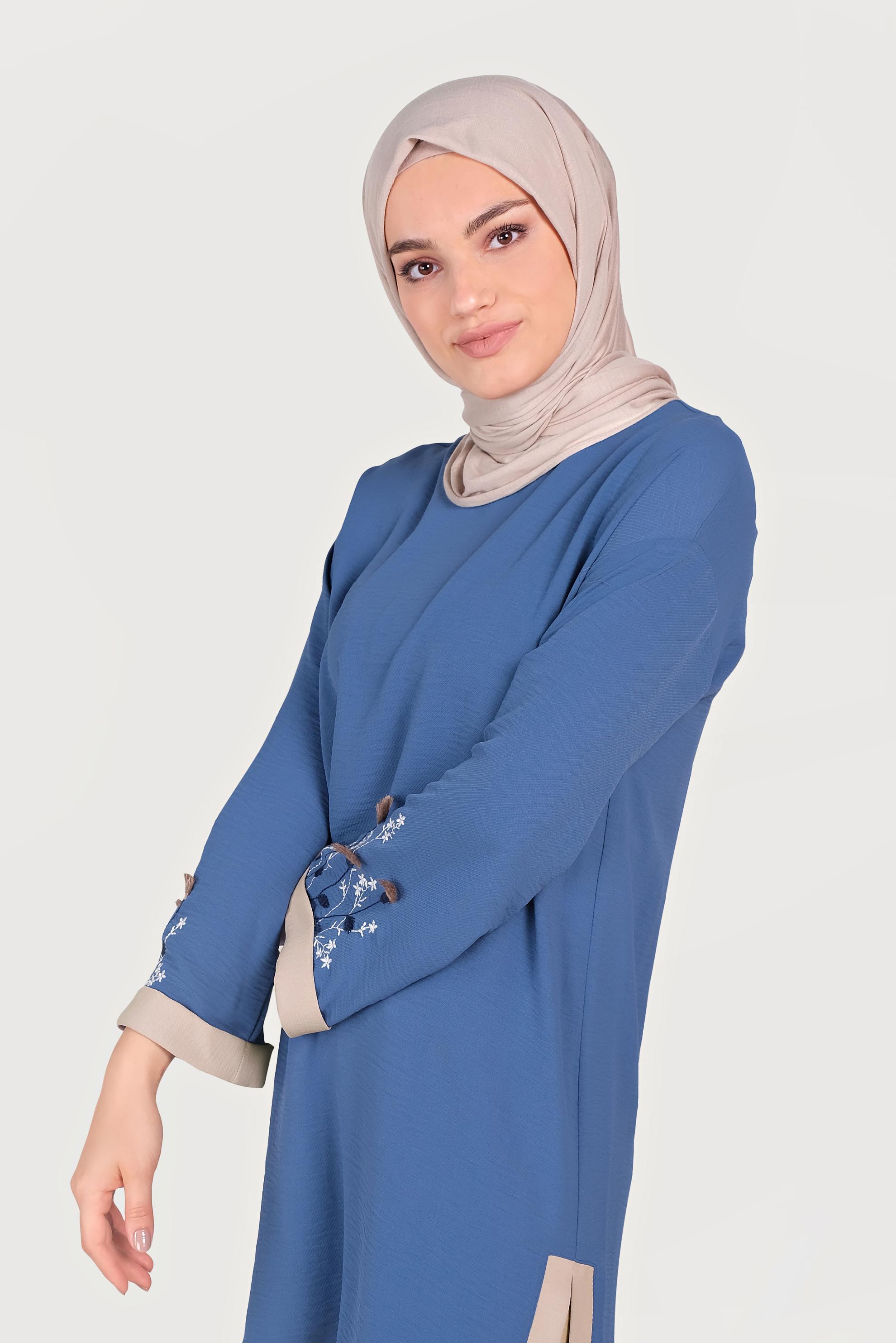 Hijab clothing NAVY BLUE ASYMMETRIC CUT TUNIC 40662 
