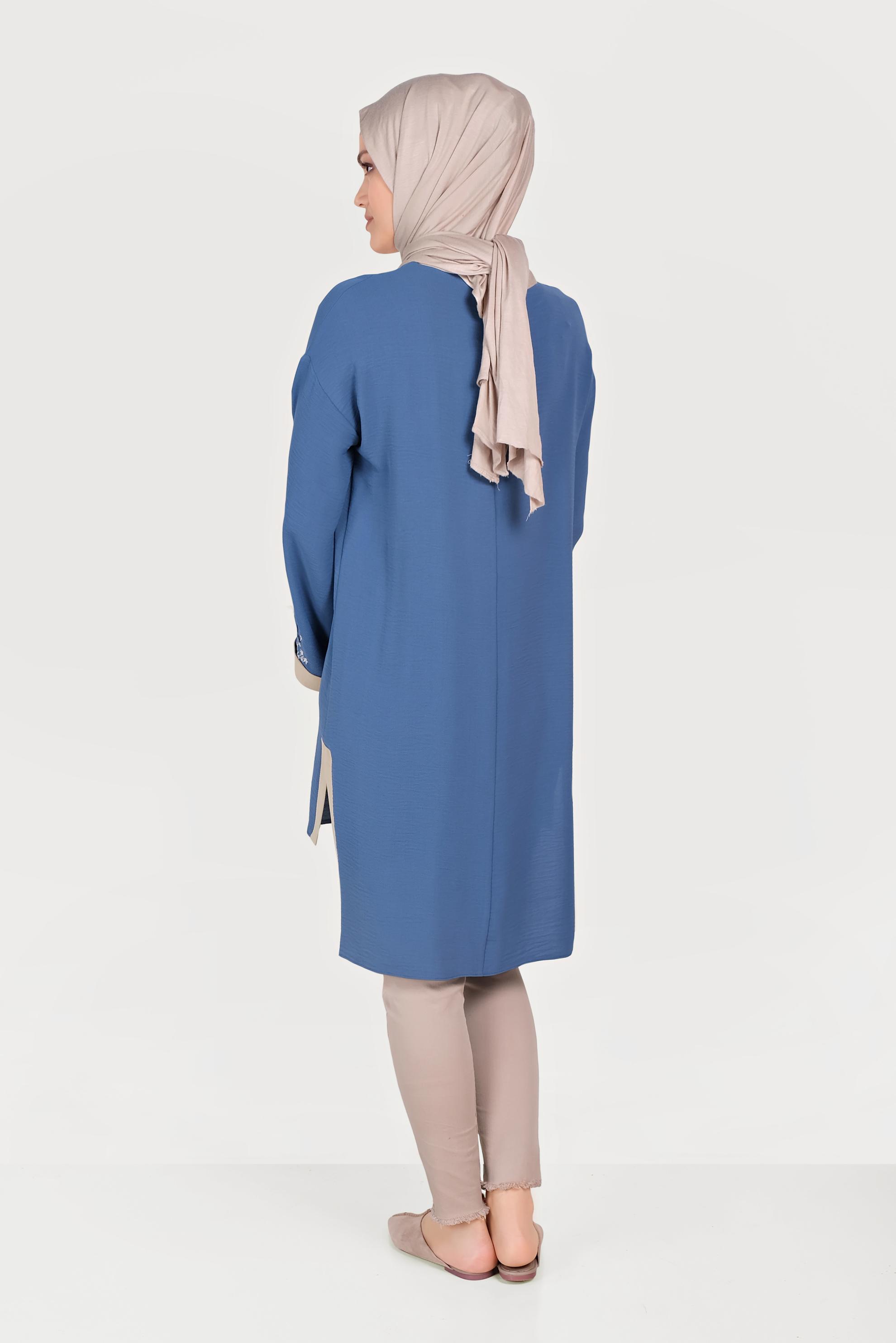 Hijab clothing NAVY BLUE ASYMMETRIC CUT TUNIC 40662 