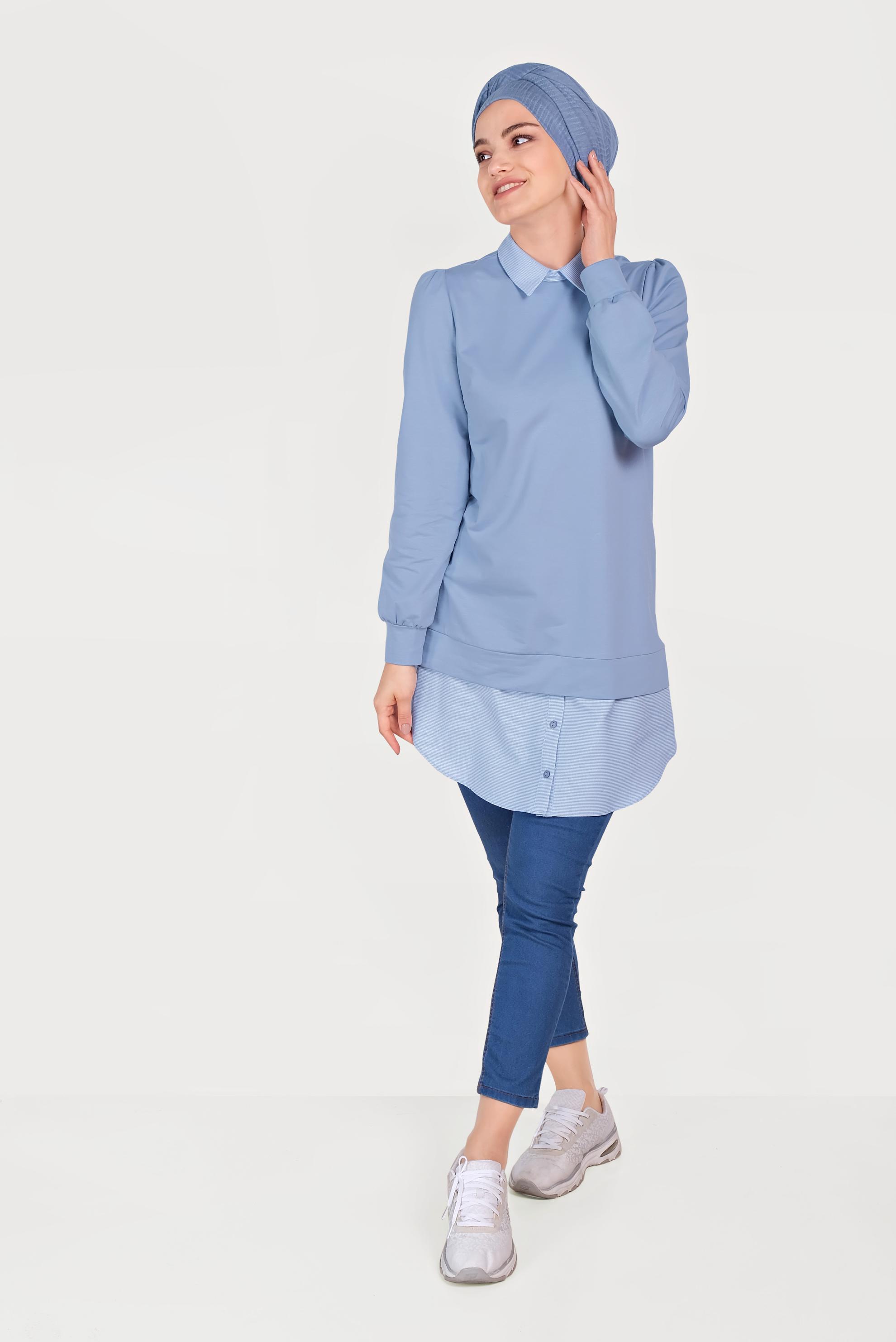 Hijab clothing BLUE 40665 ALEDA TUNİK 36/44 TEK38