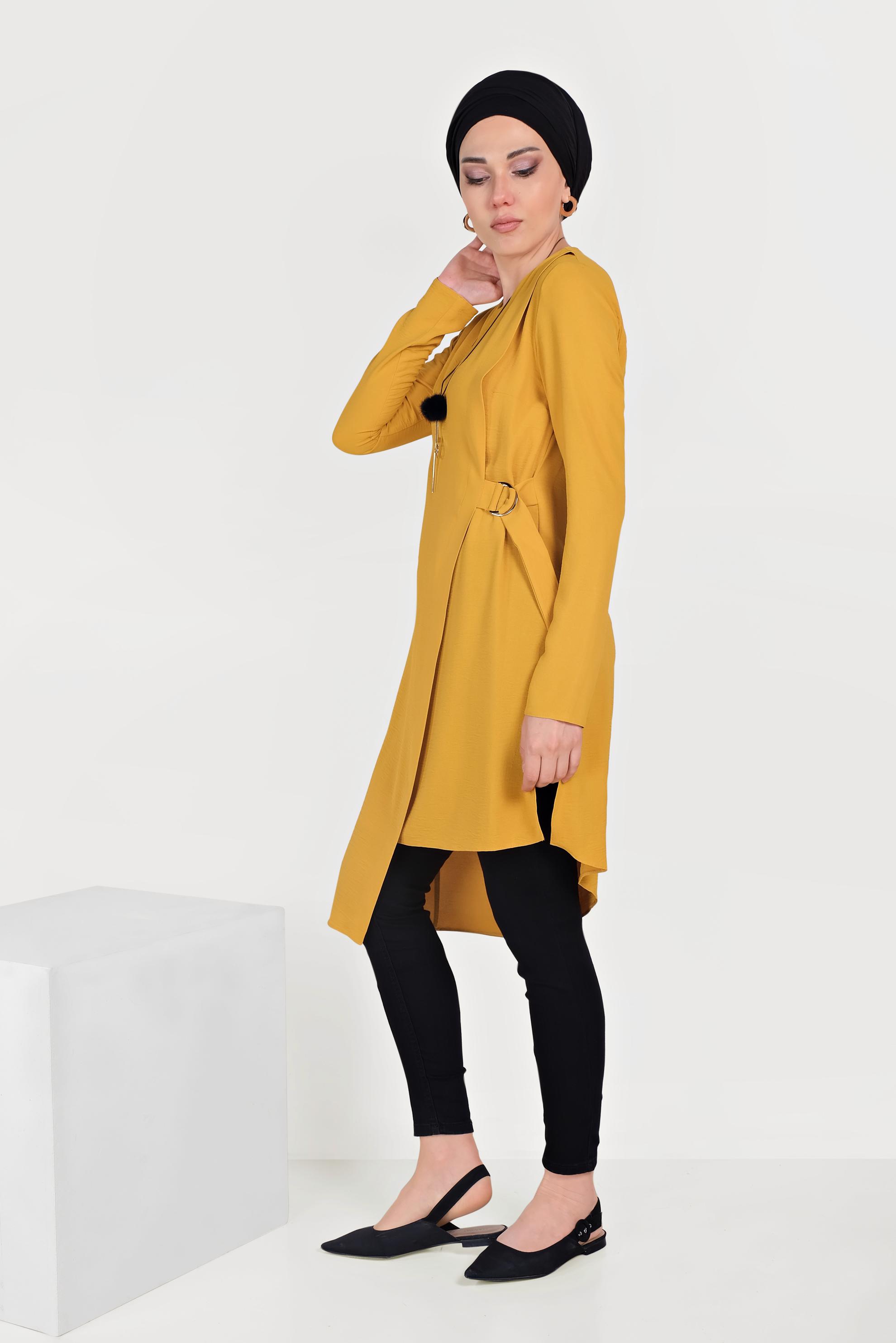 Hijab clothing YELLOW BELTED ASYMMETRIC TUNIC 40687