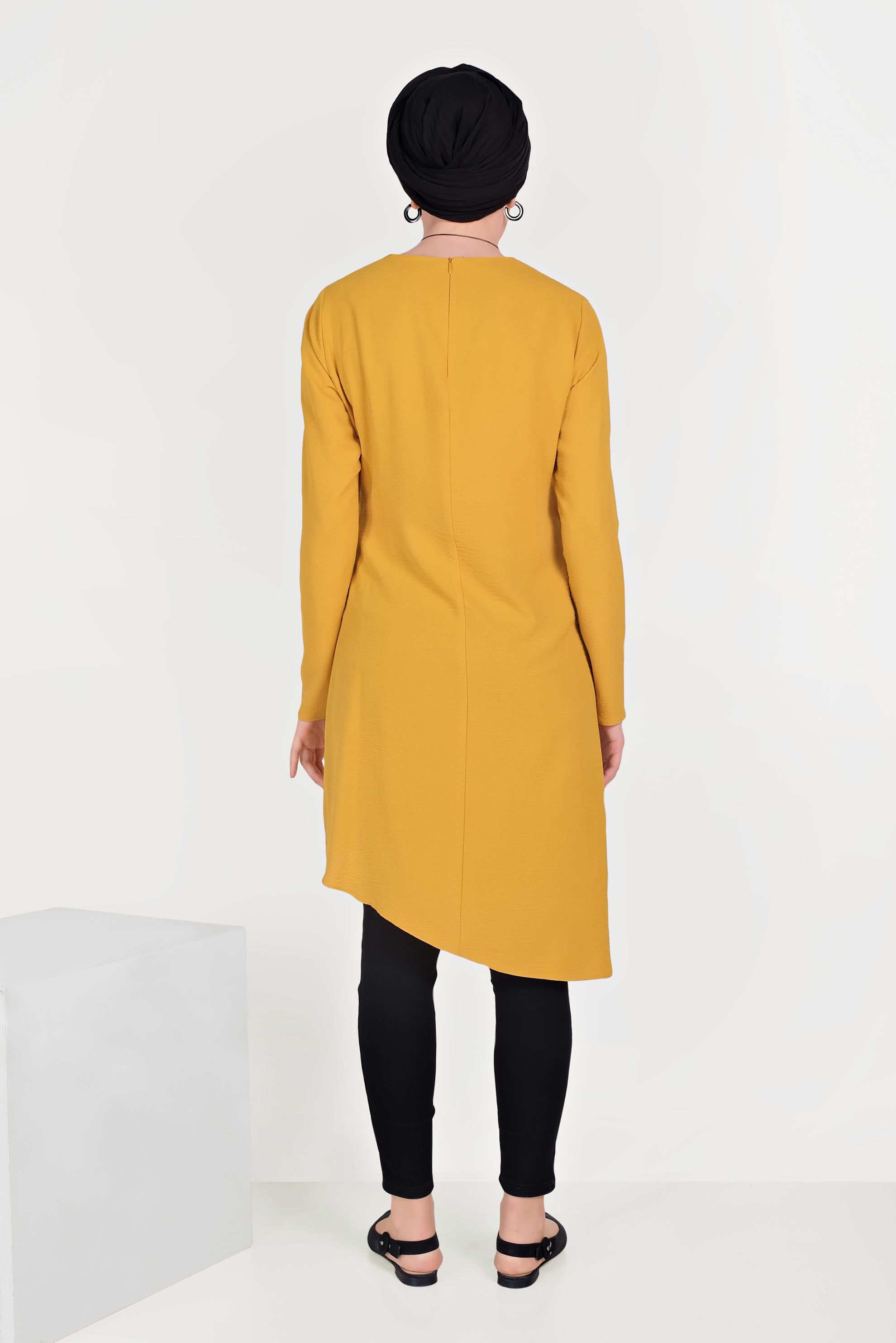 Hijab clothing YELLOW BELTED ASYMMETRIC TUNIC 40687