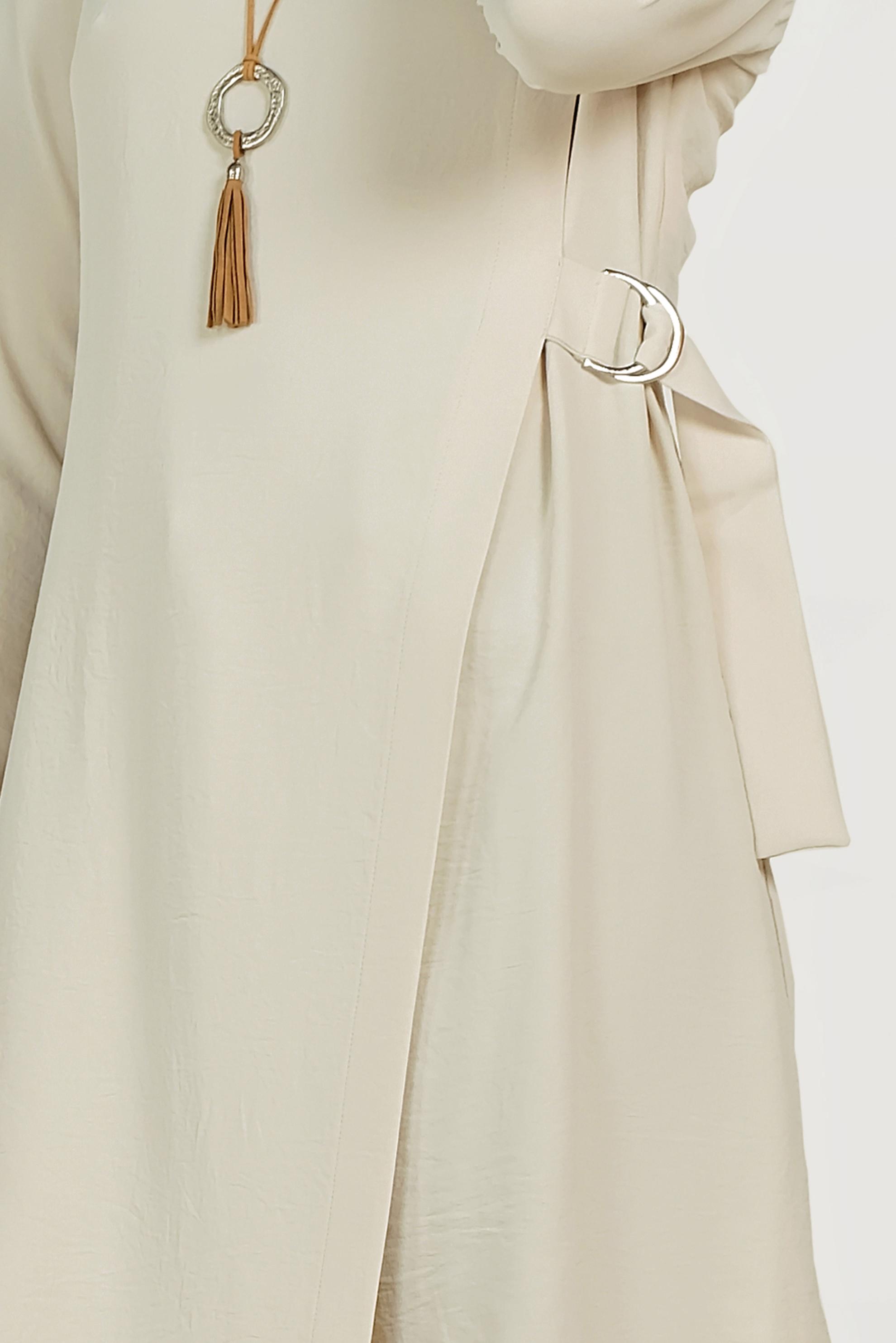 Hijab clothing BEIGE BELTED ASYMMETRIC TUNIC 40687