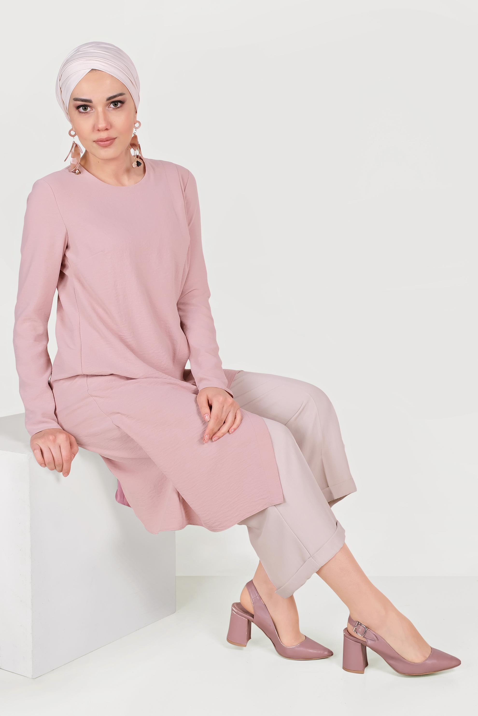 Hijab clothing POWDER BELTED ASYMMETRIC TUNIC 40687