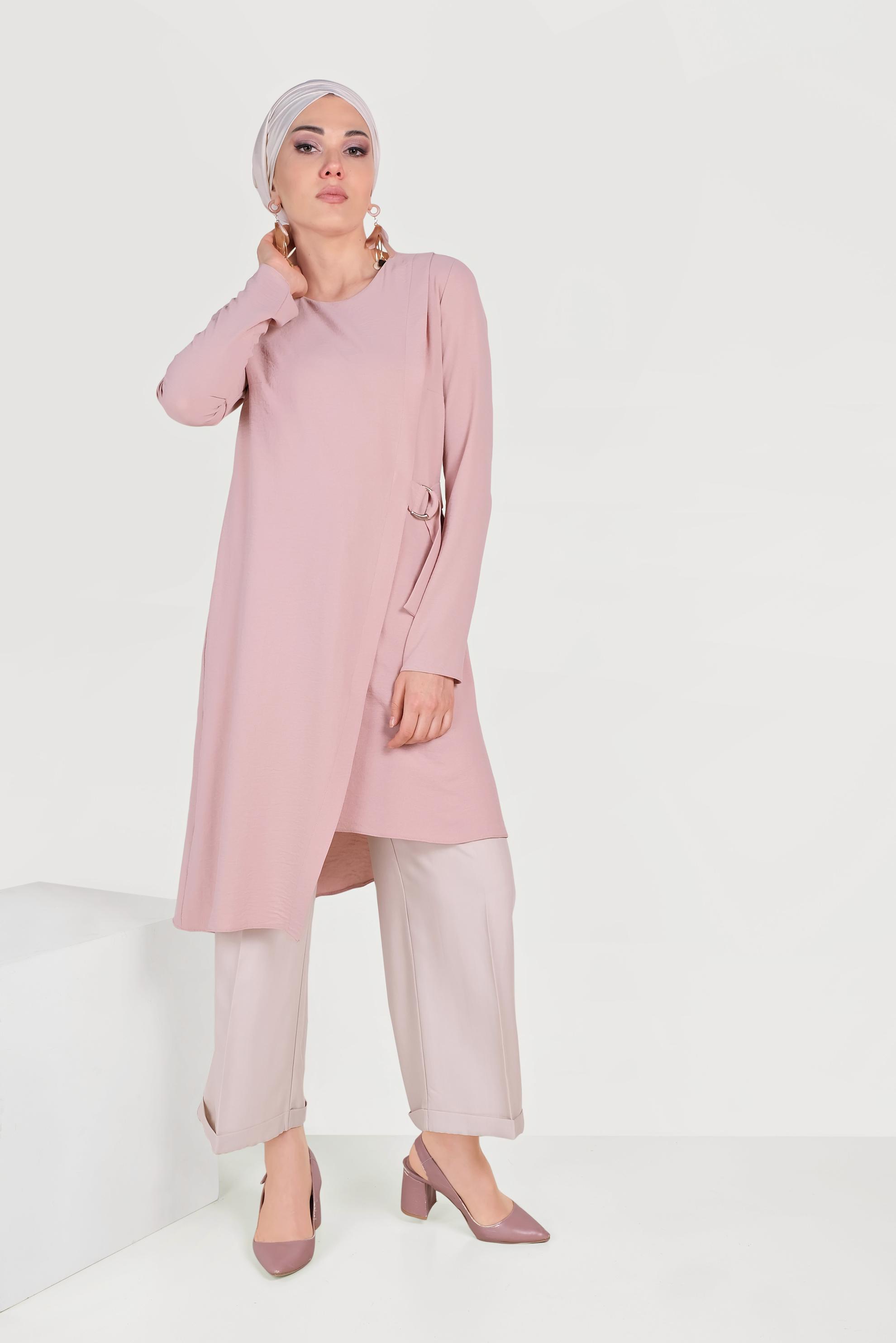 Hijab clothing POWDER BELTED ASYMMETRIC TUNIC 40687