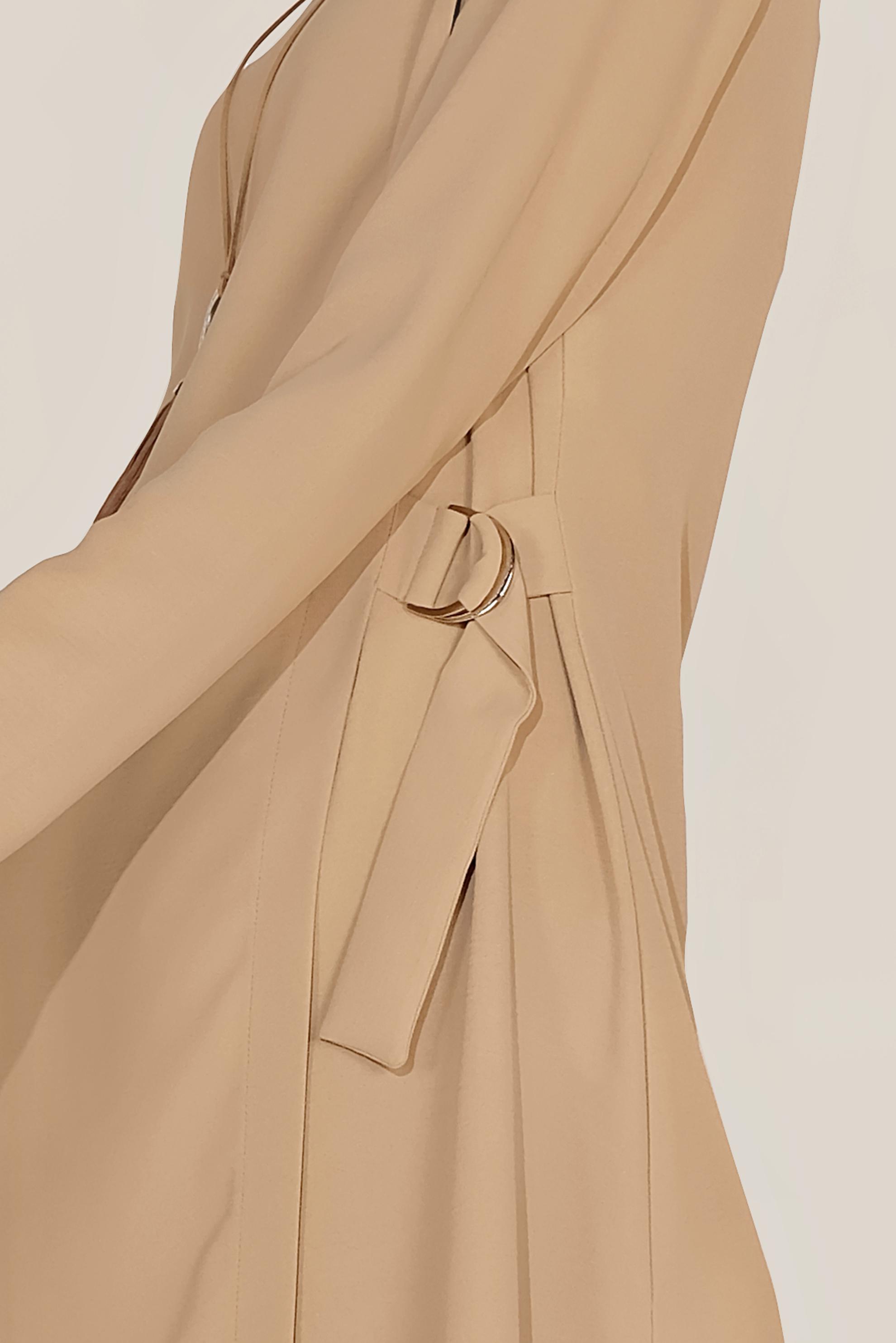 Tesettür giyim KUM ASİMETRİK YANDAN KEMERLİ TUNİK 40687