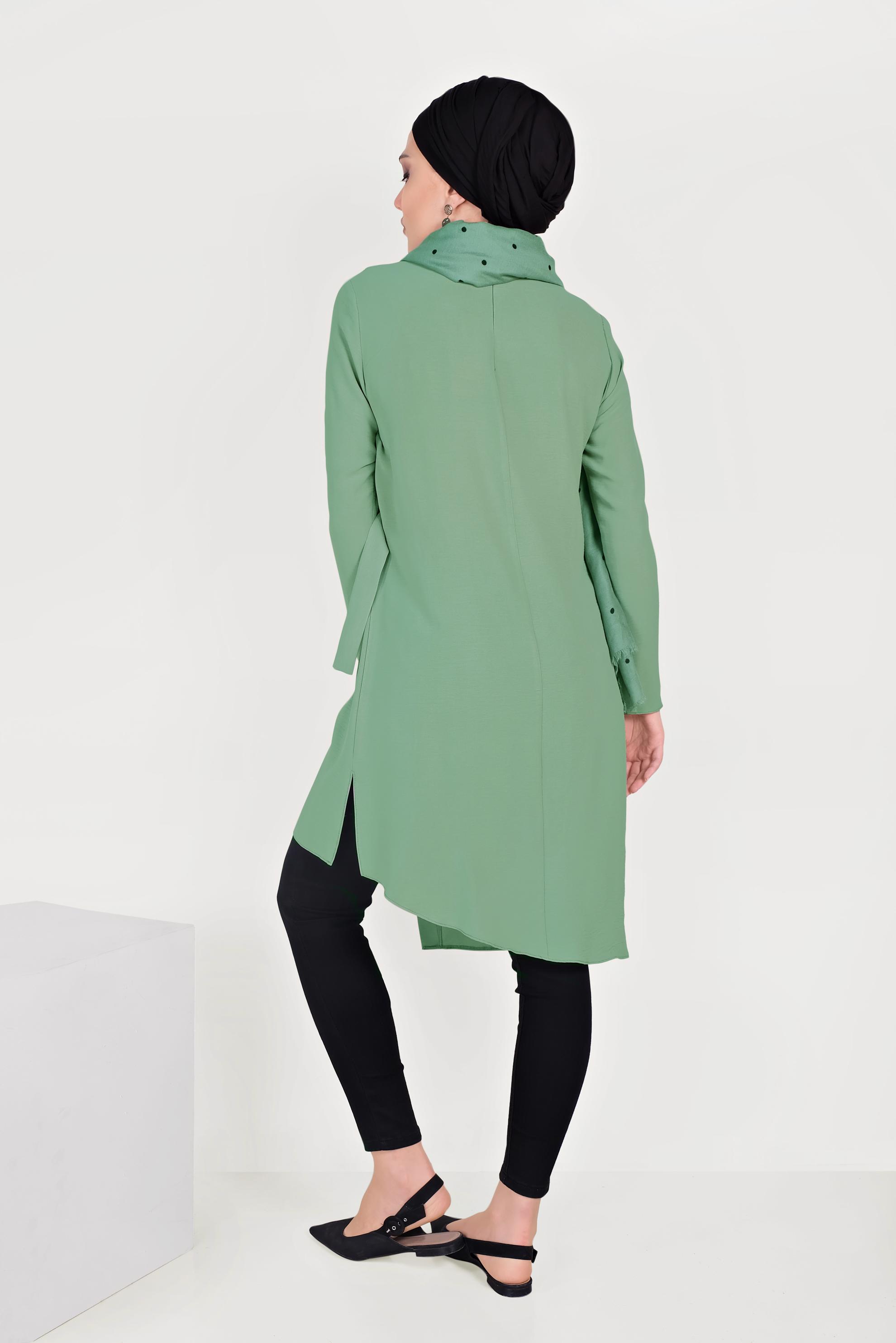 Hijab clothing GREEN BELTED ASYMMETRIC TUNIC 40687