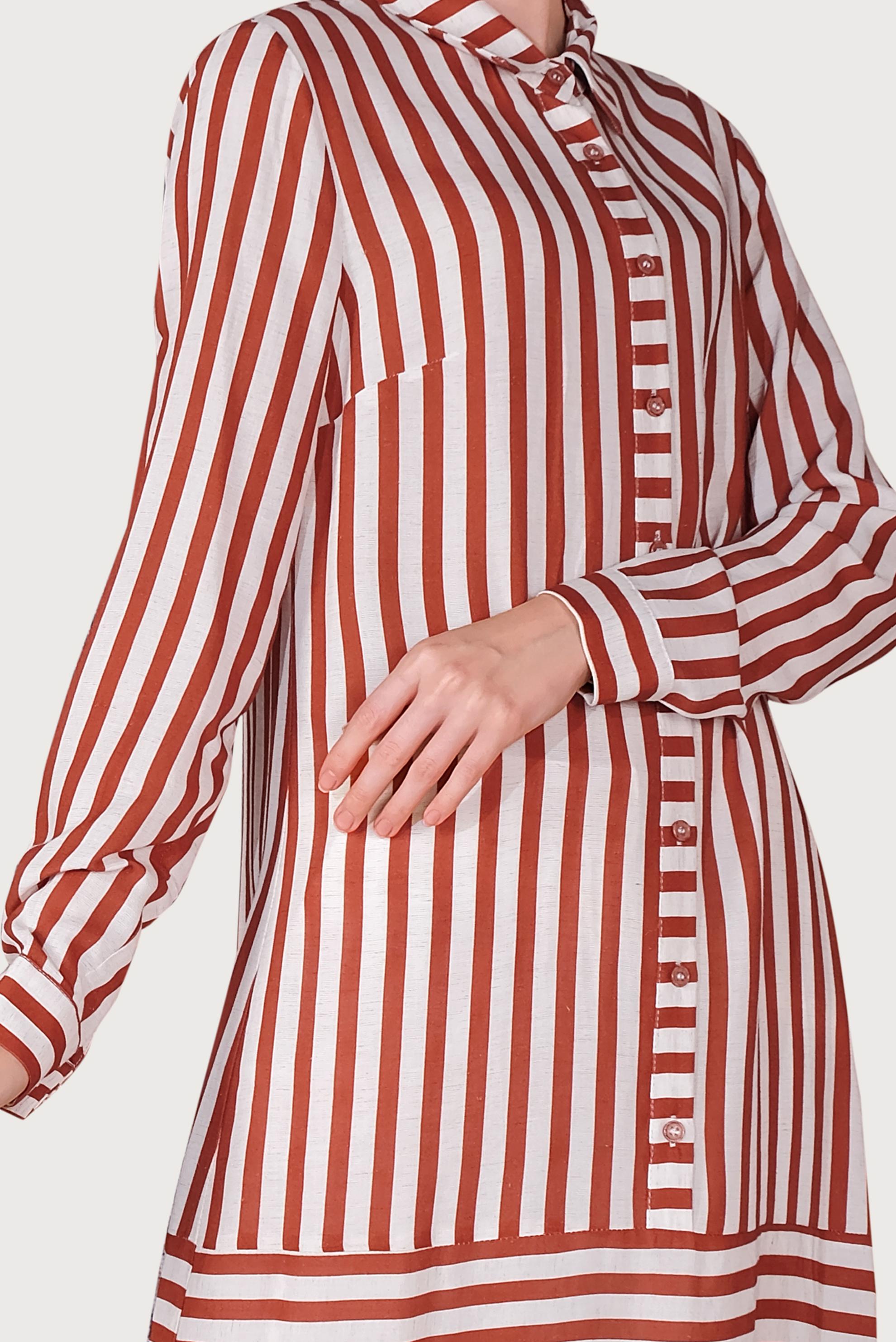 Tesettür giyim TURUNCU ÇİZGİLİ TUNİK 40700