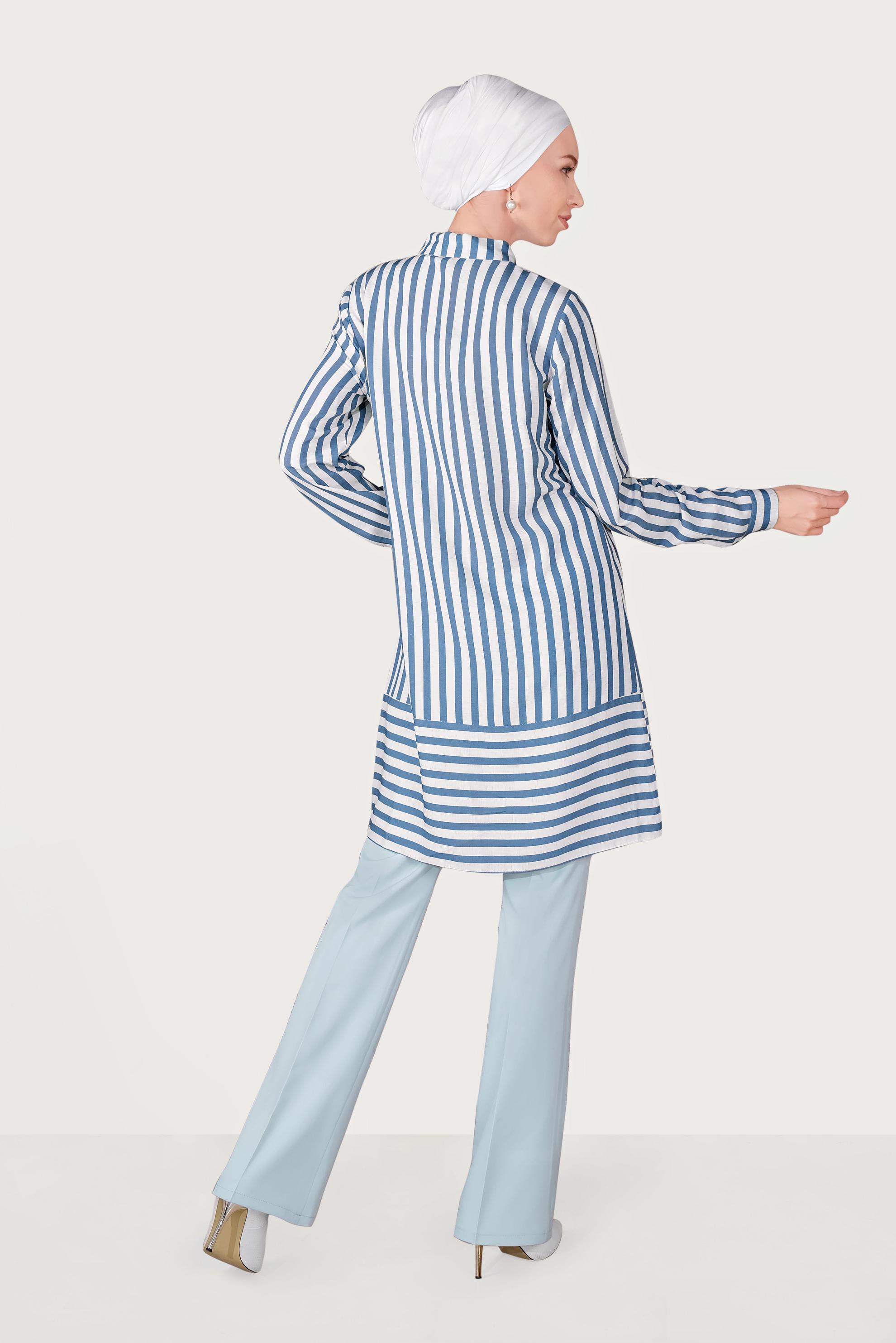 Tesettür giyim LACİVERT ÇİZGİLİ TUNİK 40700