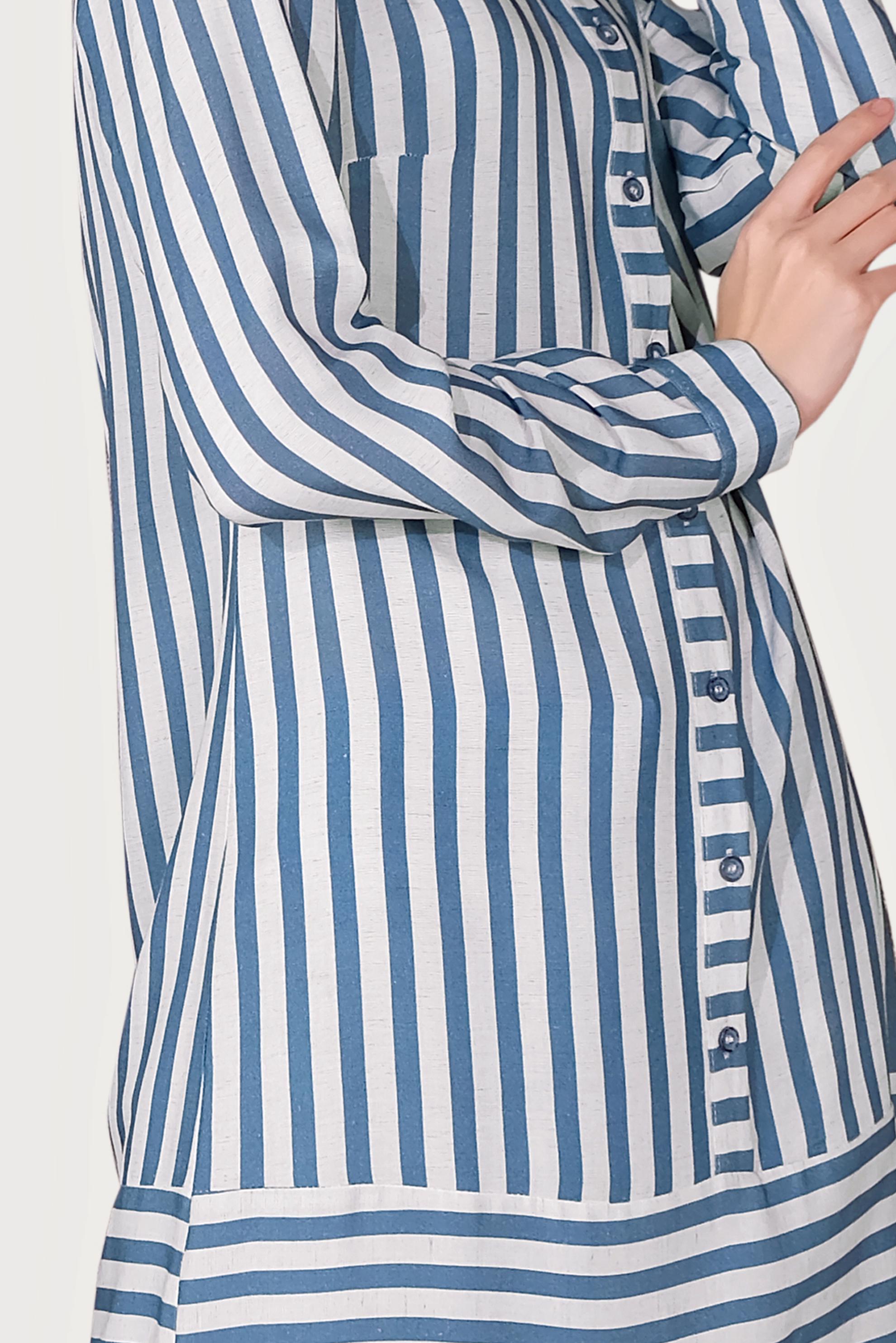 Tesettür giyim LACİVERT ÇİZGİLİ TUNİK 40700