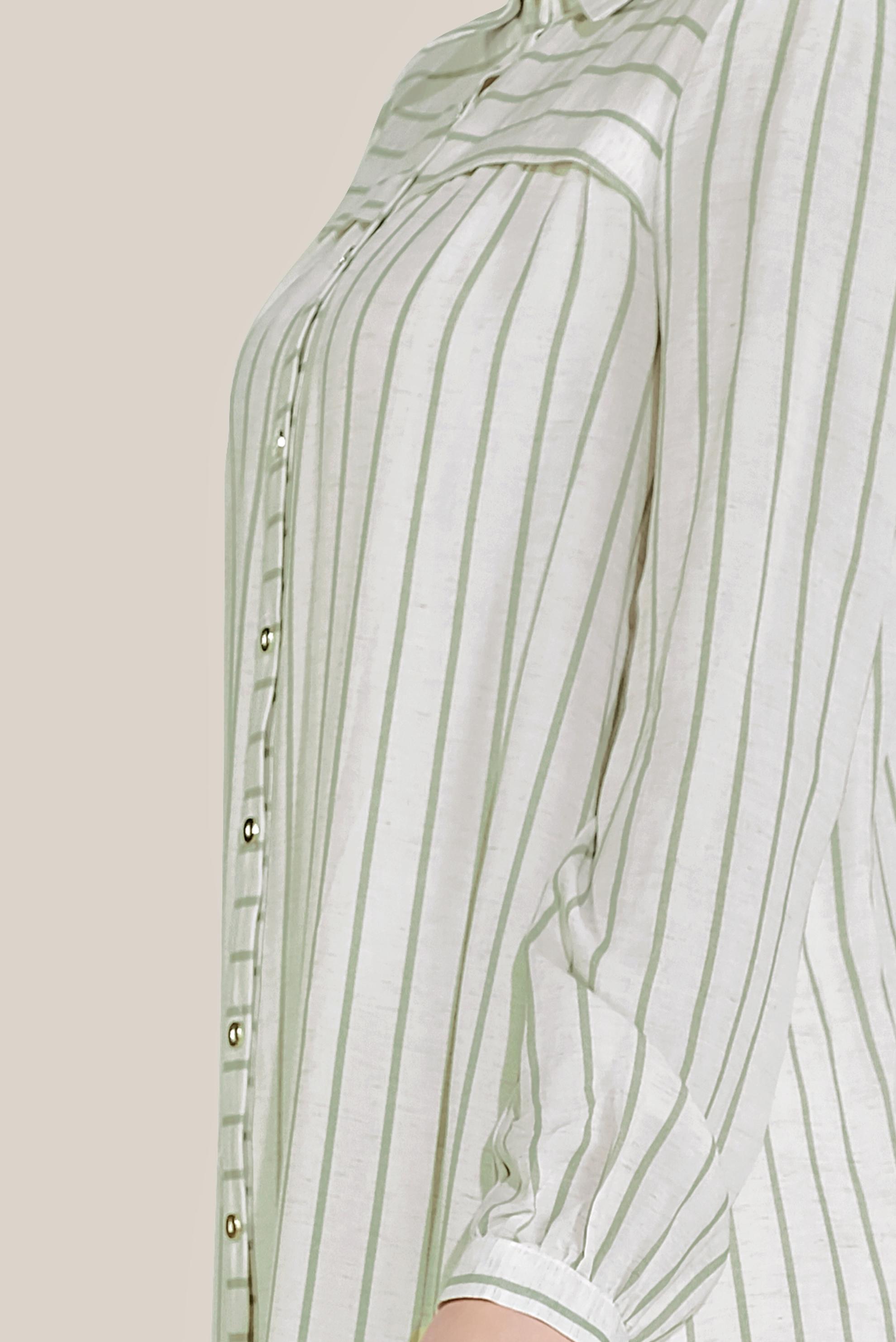 Tesettür giyim YEŞİL BOYDAN DÜĞMELİ ÇİZGİLİ TUNİK 40701 