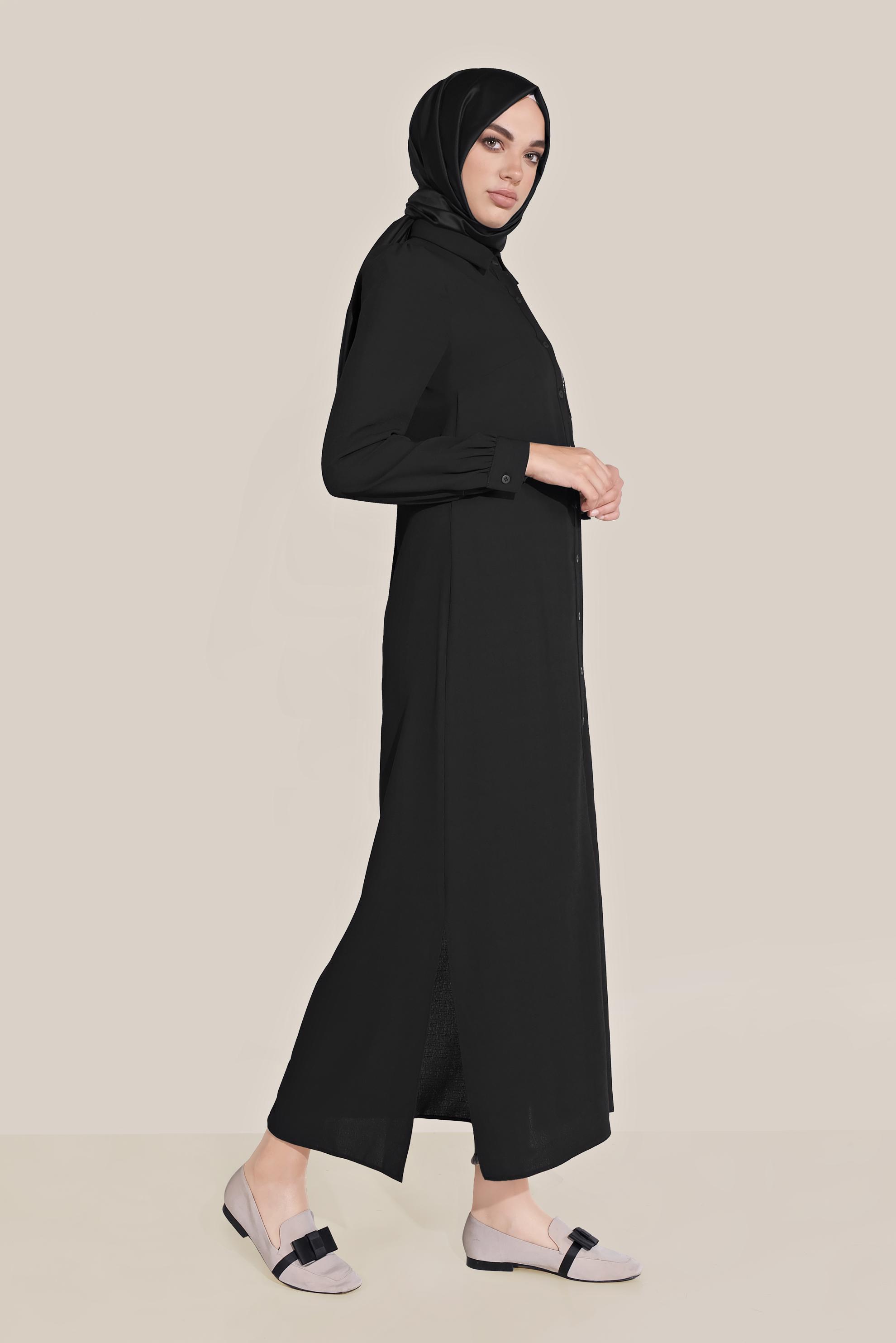 Tesettür giyim SİYAH ÇİÇEK NAKIŞLI TUNİK 40707 