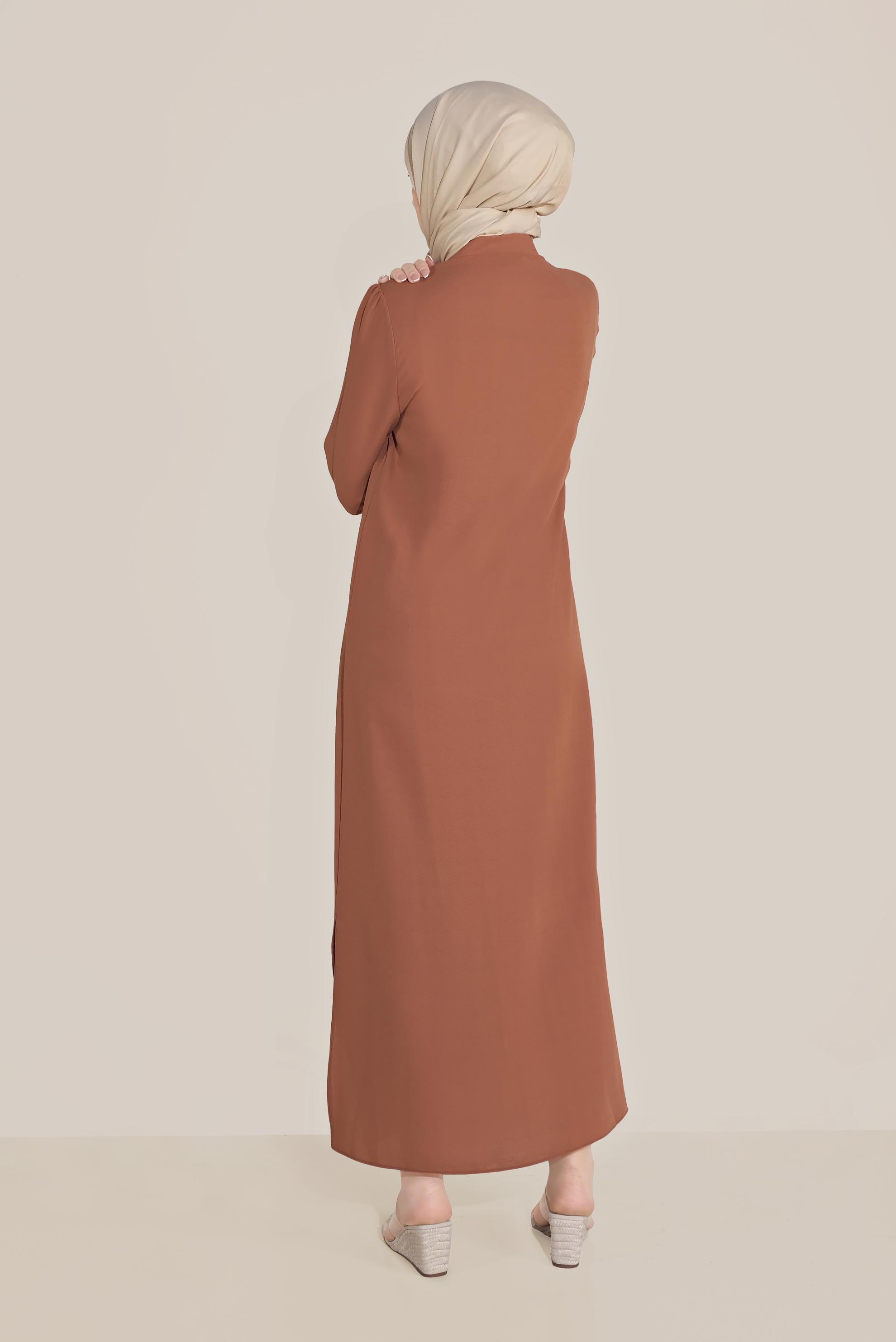 Tesettür giyim TURUNCU ÇİÇEK NAKIŞLI TUNİK 40707 