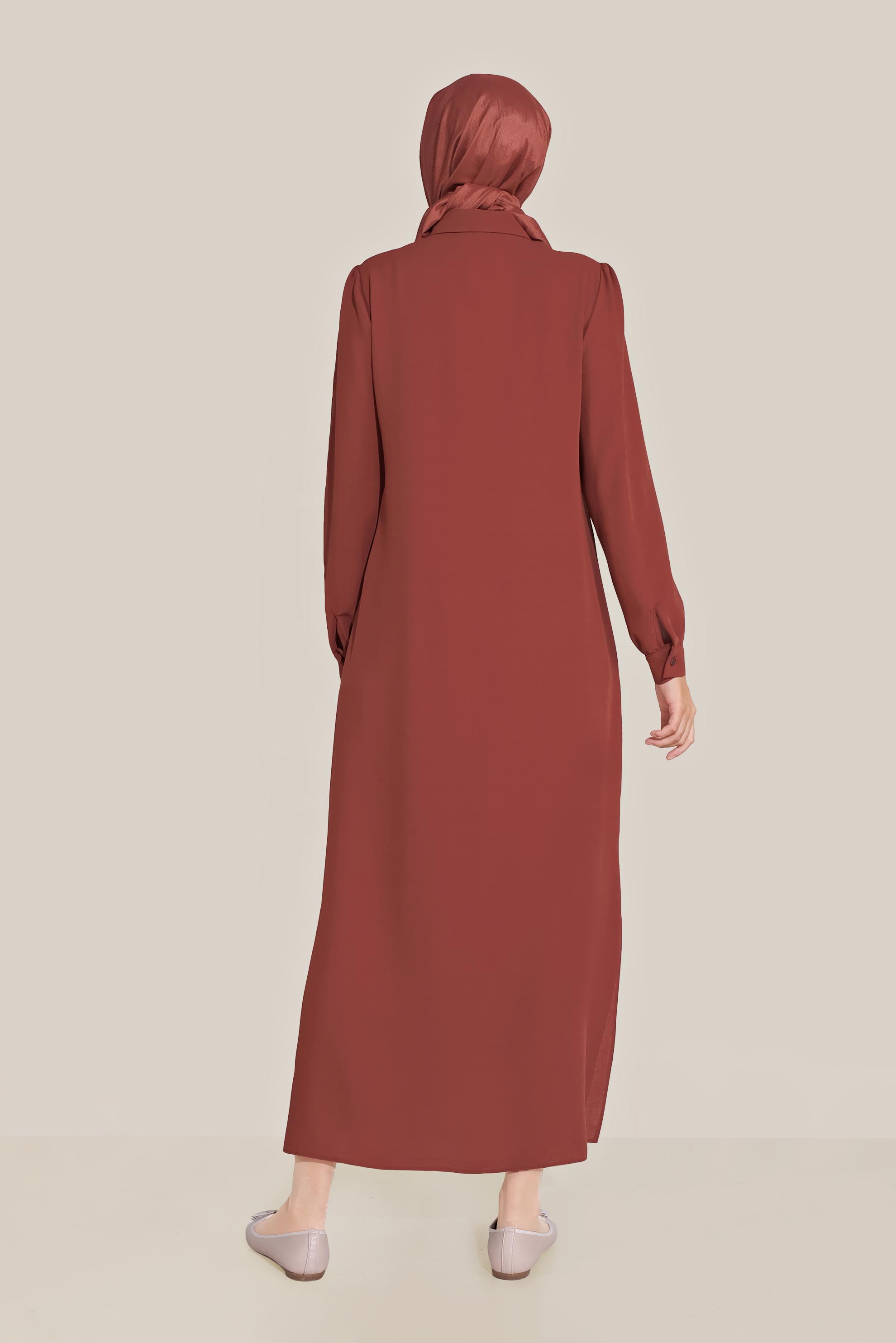 Tesettür giyim BORDO ÇİÇEK NAKIŞLI TUNİK 40707 