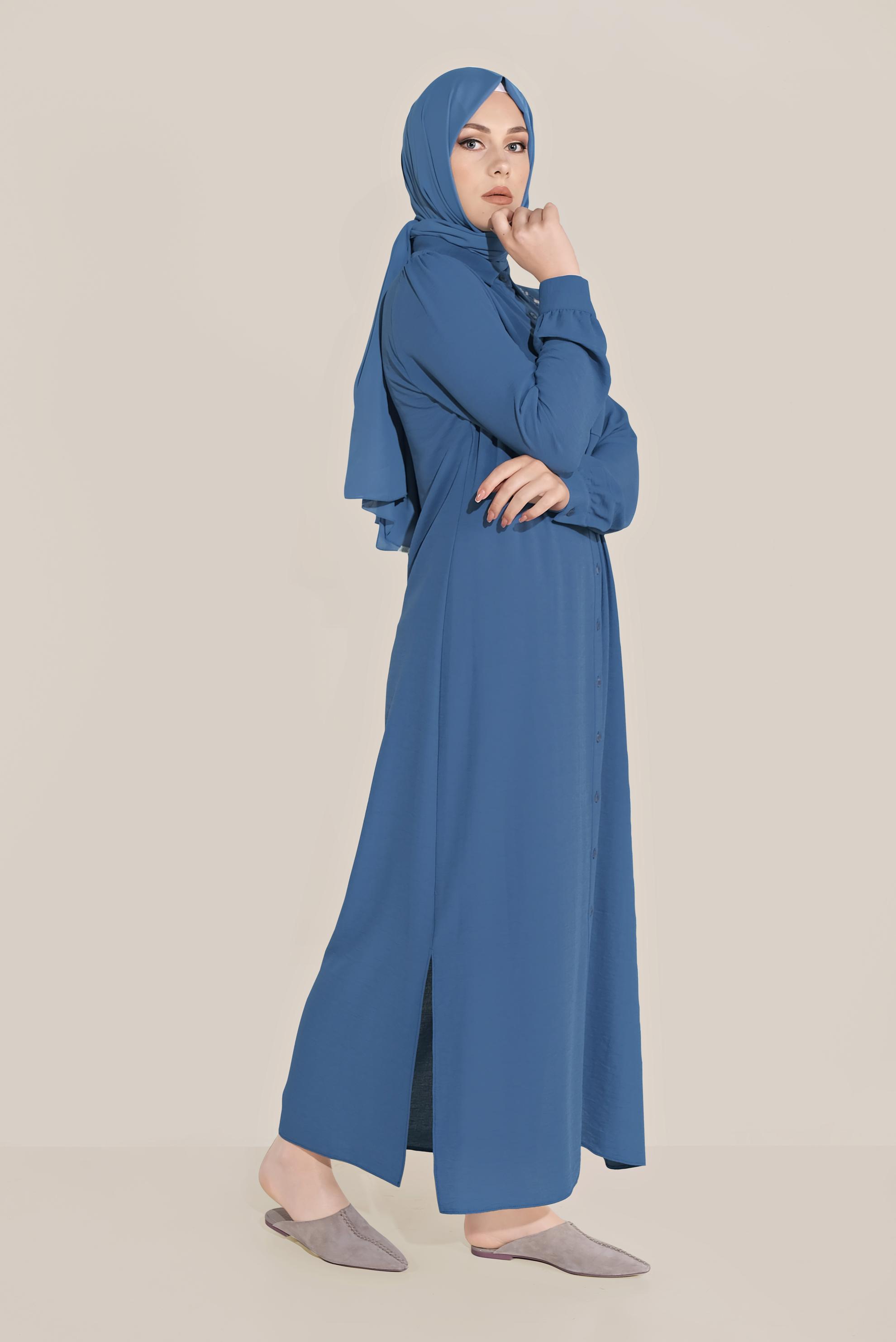 Tesettür giyim LACİVERT ÇİÇEK NAKIŞLI TUNİK 40707 