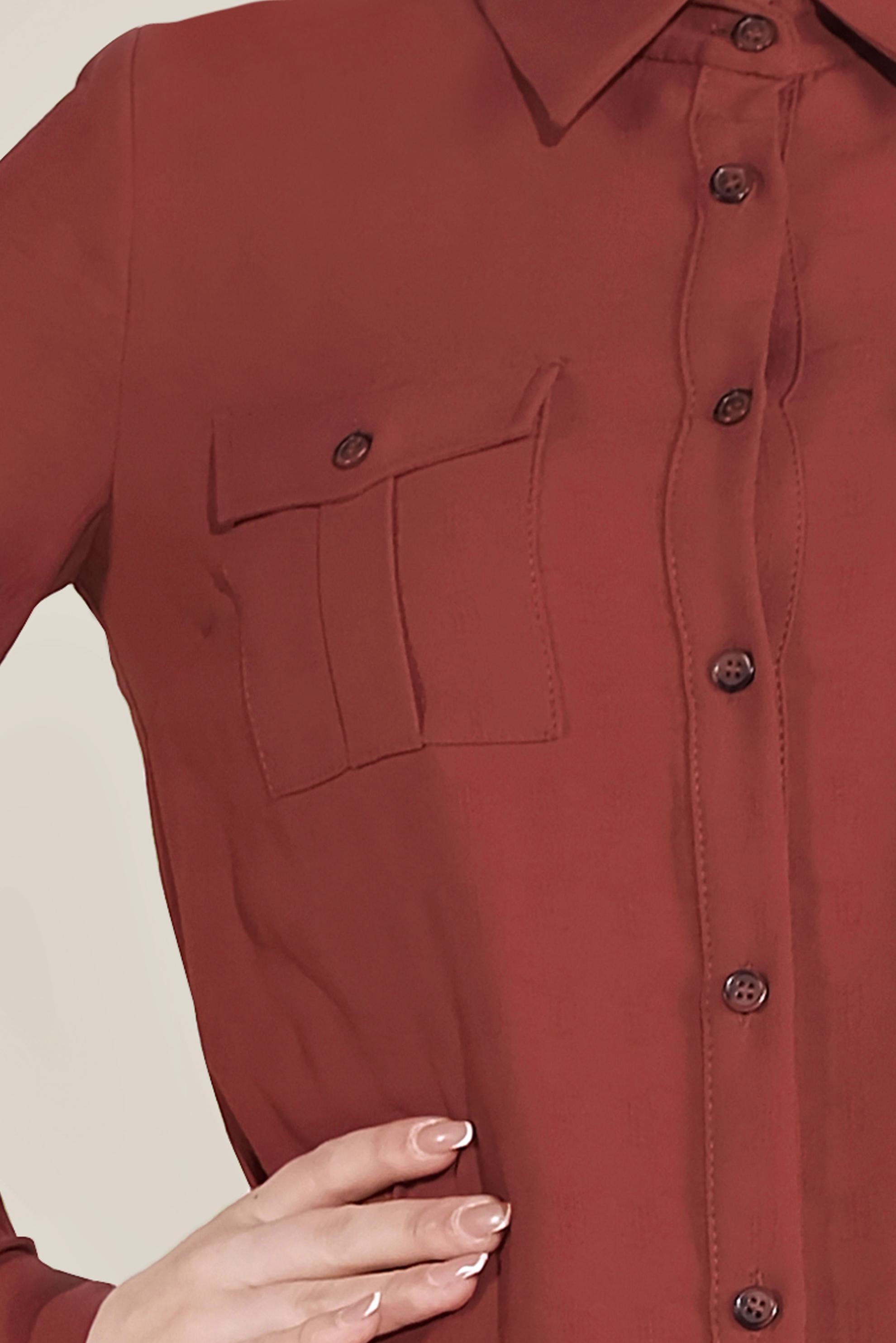 Tesettür giyim TURUNCU BOYDAN DÜĞMELİ ERKEK YAKA TUNİK 40708 