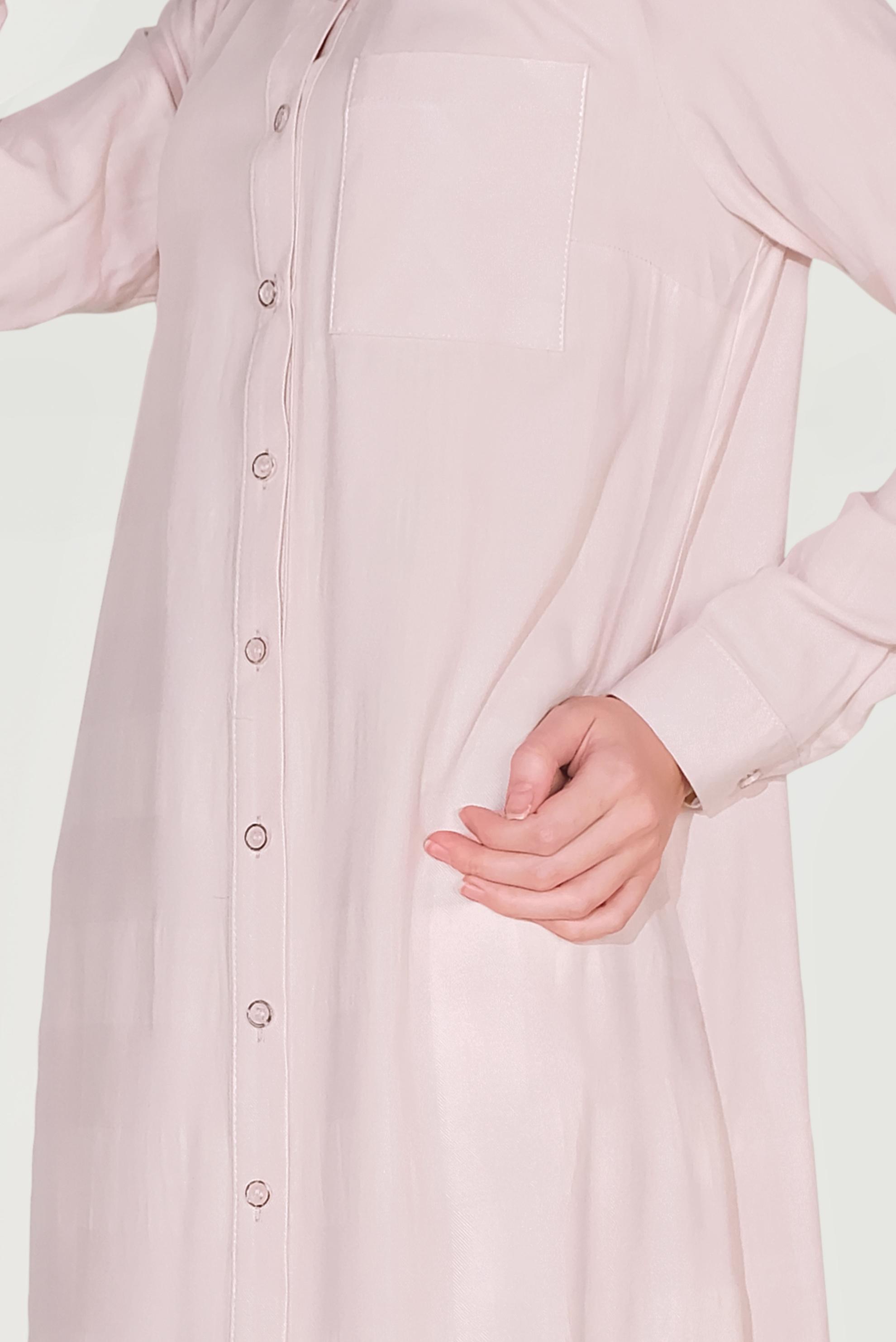 Tesettür giyim PUDRA BOYDAN DÜĞMELİ YIRTMAÇLI TUNİK 40709