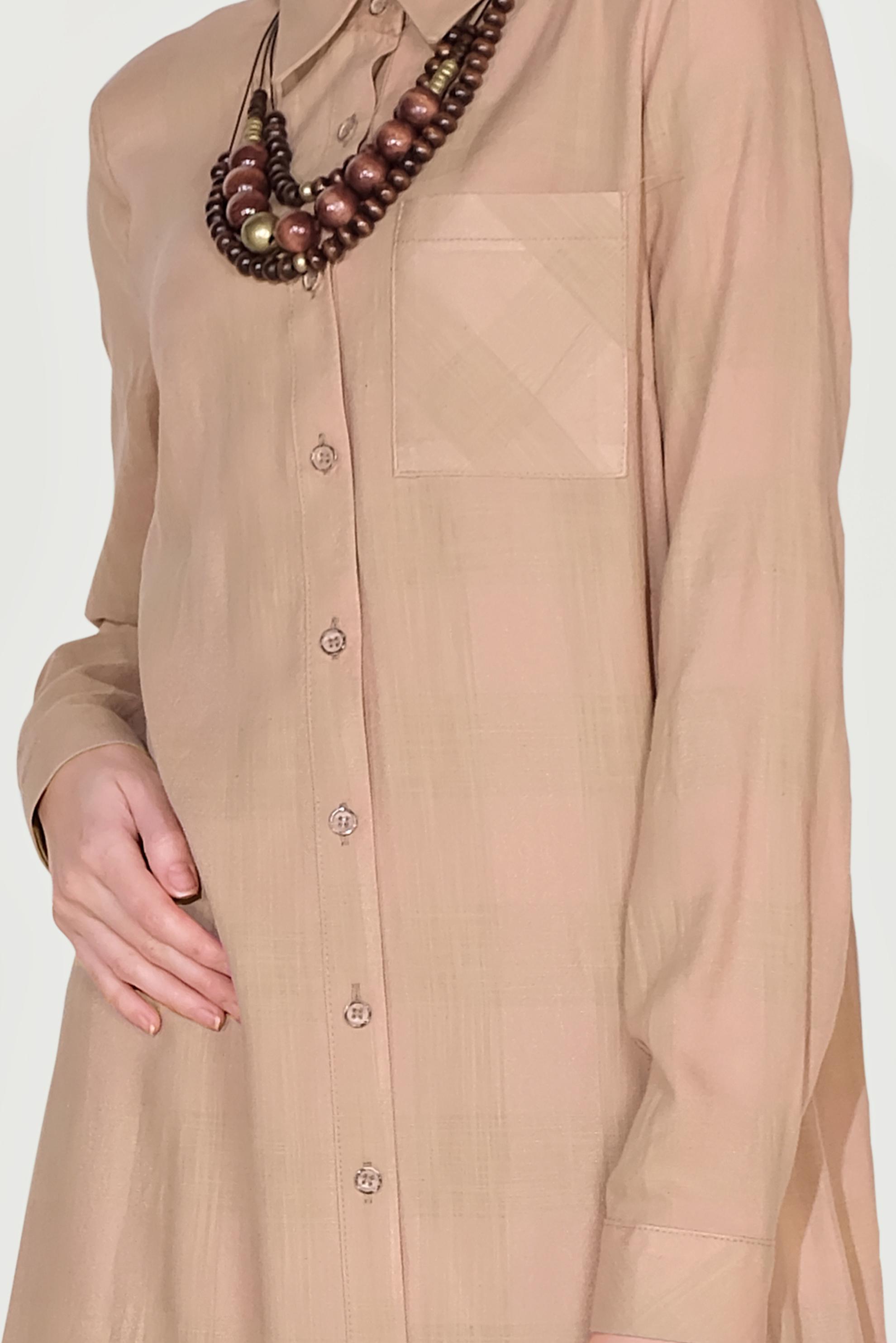 Hijab clothing BROWN SLITTED TUNIC BUTTONED FROM HEIGHT 40709