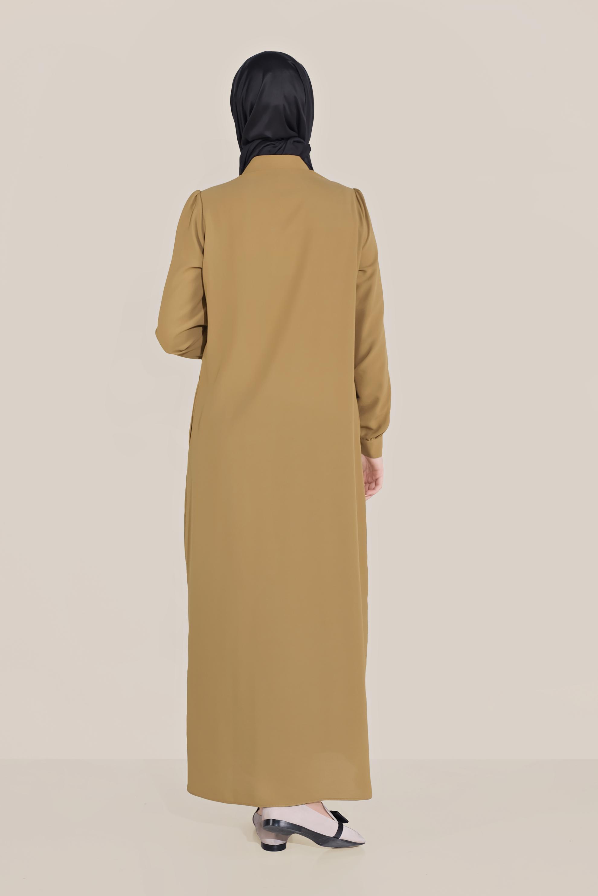 Tesettür giyim SARI FİYONK YAKA DÜĞMELİ TUNİK 40710 