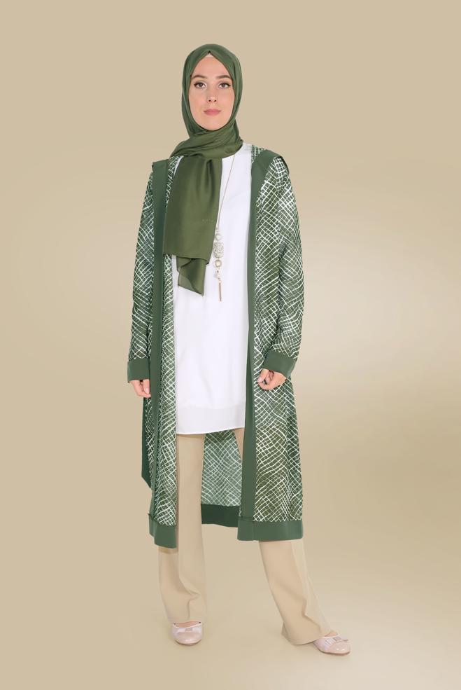 Tesettür giyim  KAPÜŞONLU BELDEN KUŞAKLI TUNİK 40719  - ALVİNA