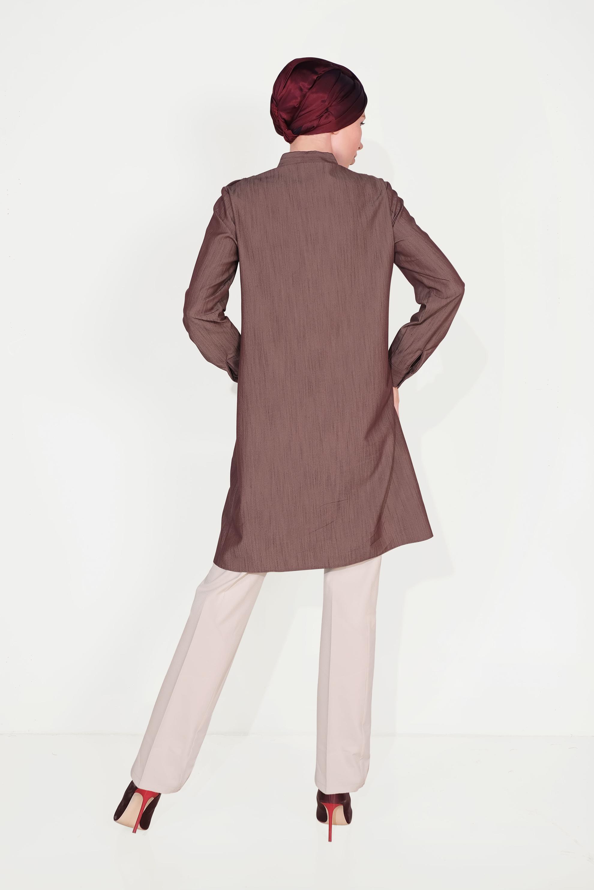 Tesettür giyim TURUNCU YAKASI BROŞLU TUNİK 40747