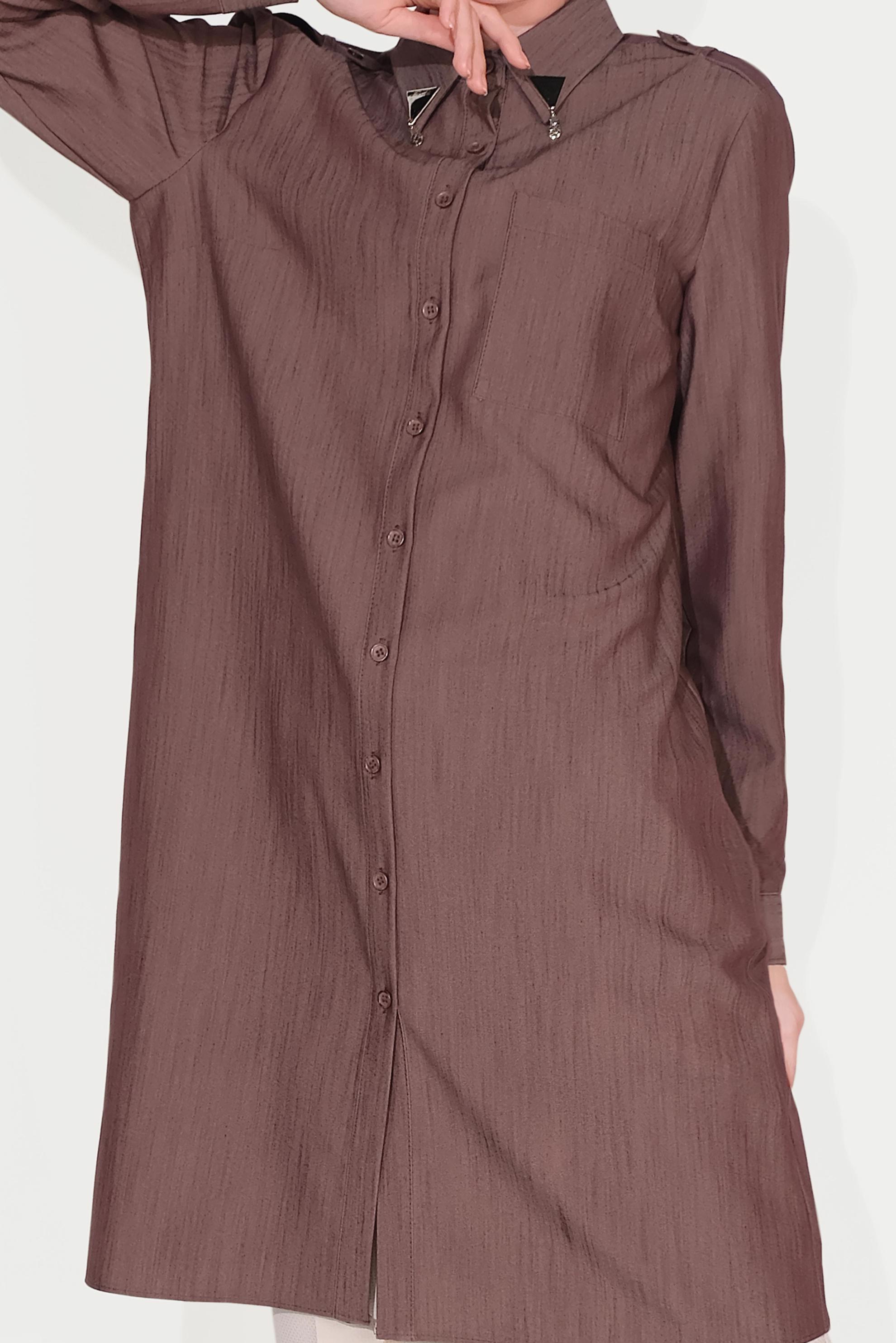 Tesettür giyim TURUNCU YAKASI BROŞLU TUNİK 40747