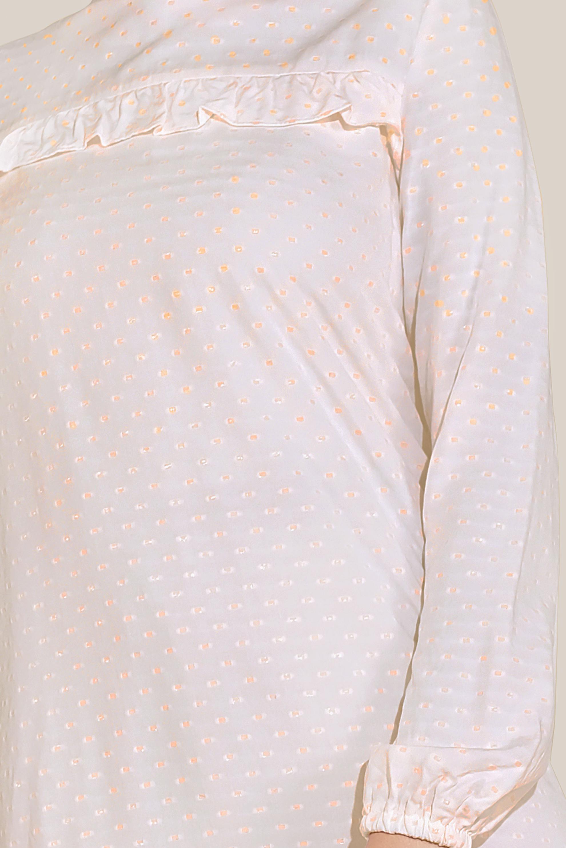 Tesettür giyim BEYAZ FIRFIR DETAYLI BİLEKTEN LASTİKLİ TUNİK 40822