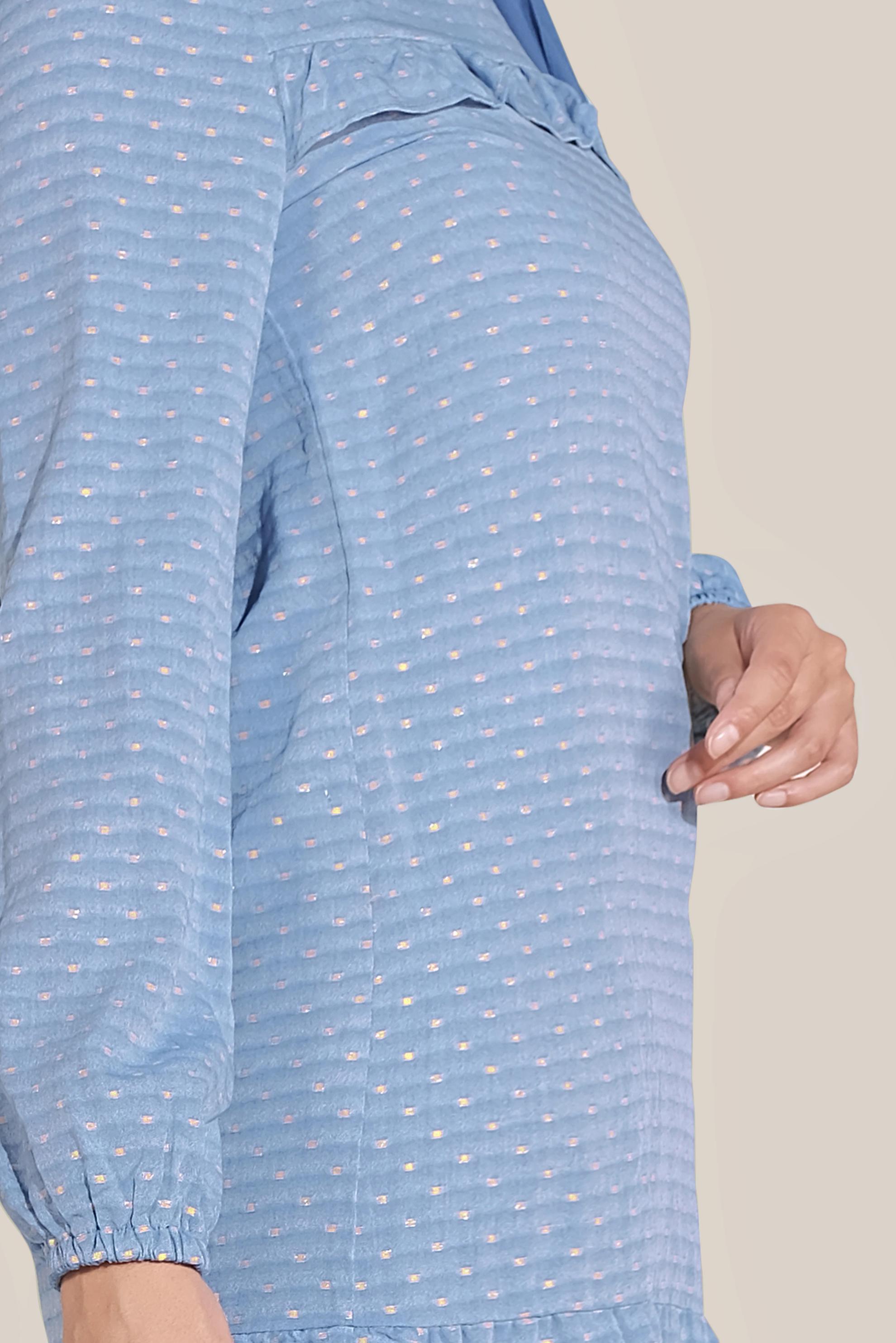 Tesettür giyim LACİVERT FIRFIR DETAYLI BİLEKTEN LASTİKLİ TUNİK 40822