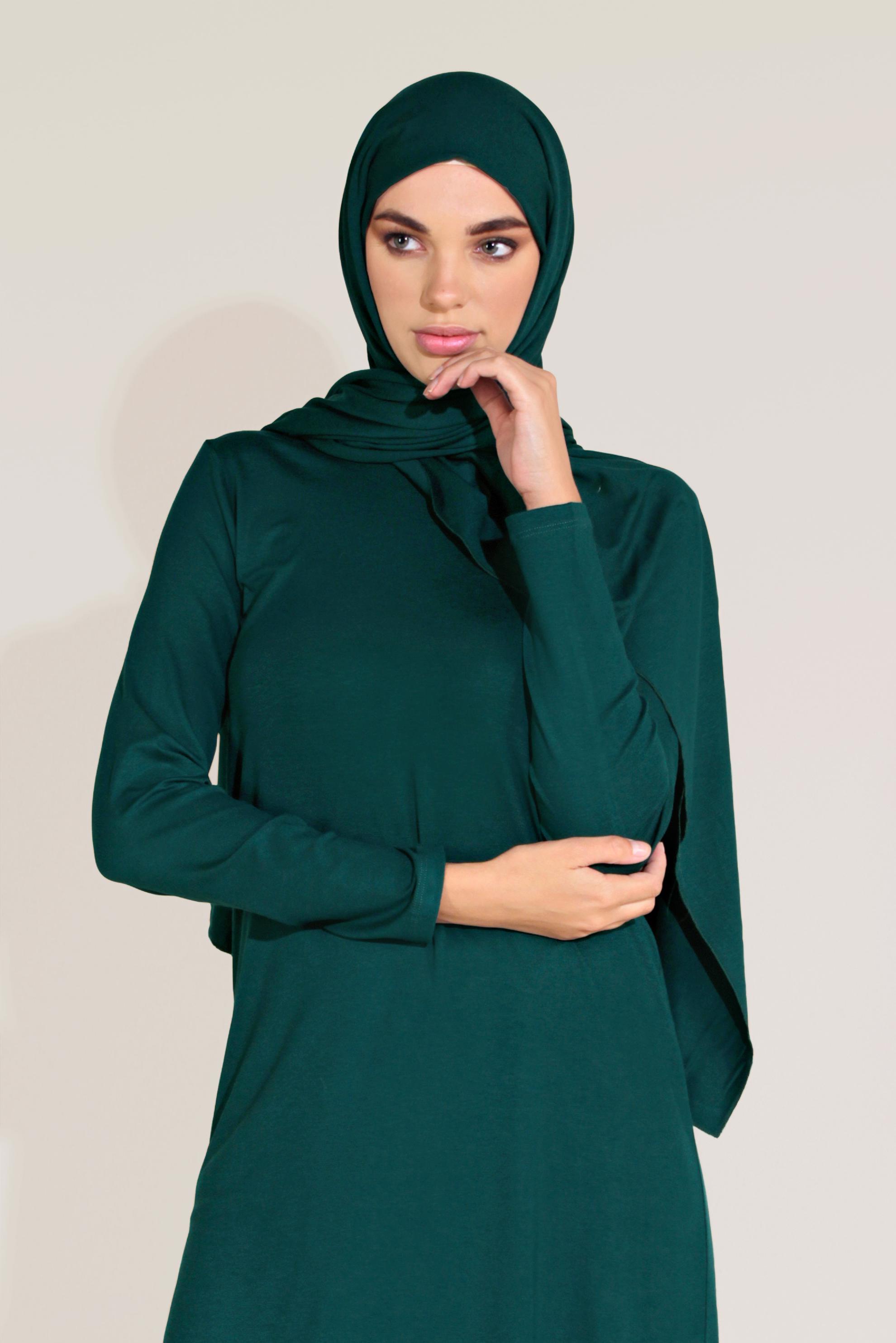 Tesettür giyim MAVİ BİSİKLET YAKA TUNİK 40825