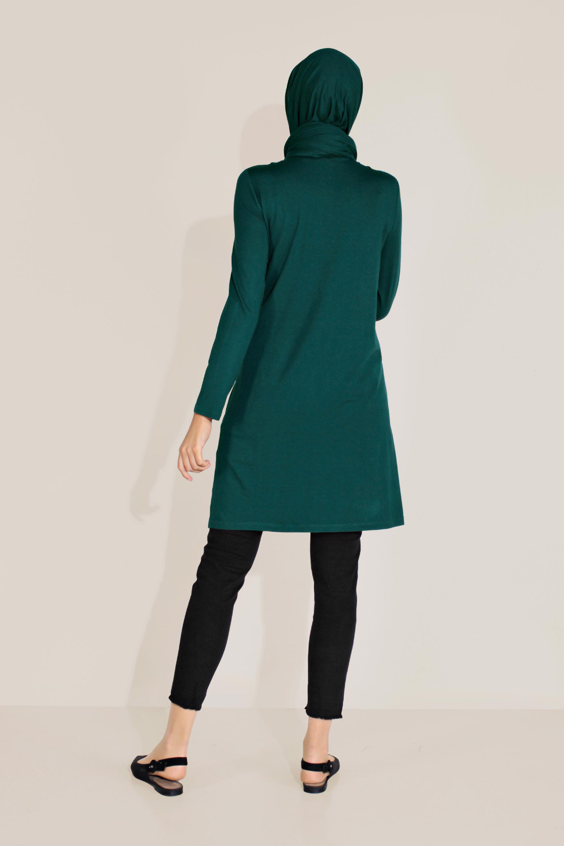 Tesettür giyim MAVİ BİSİKLET YAKA TUNİK 40825