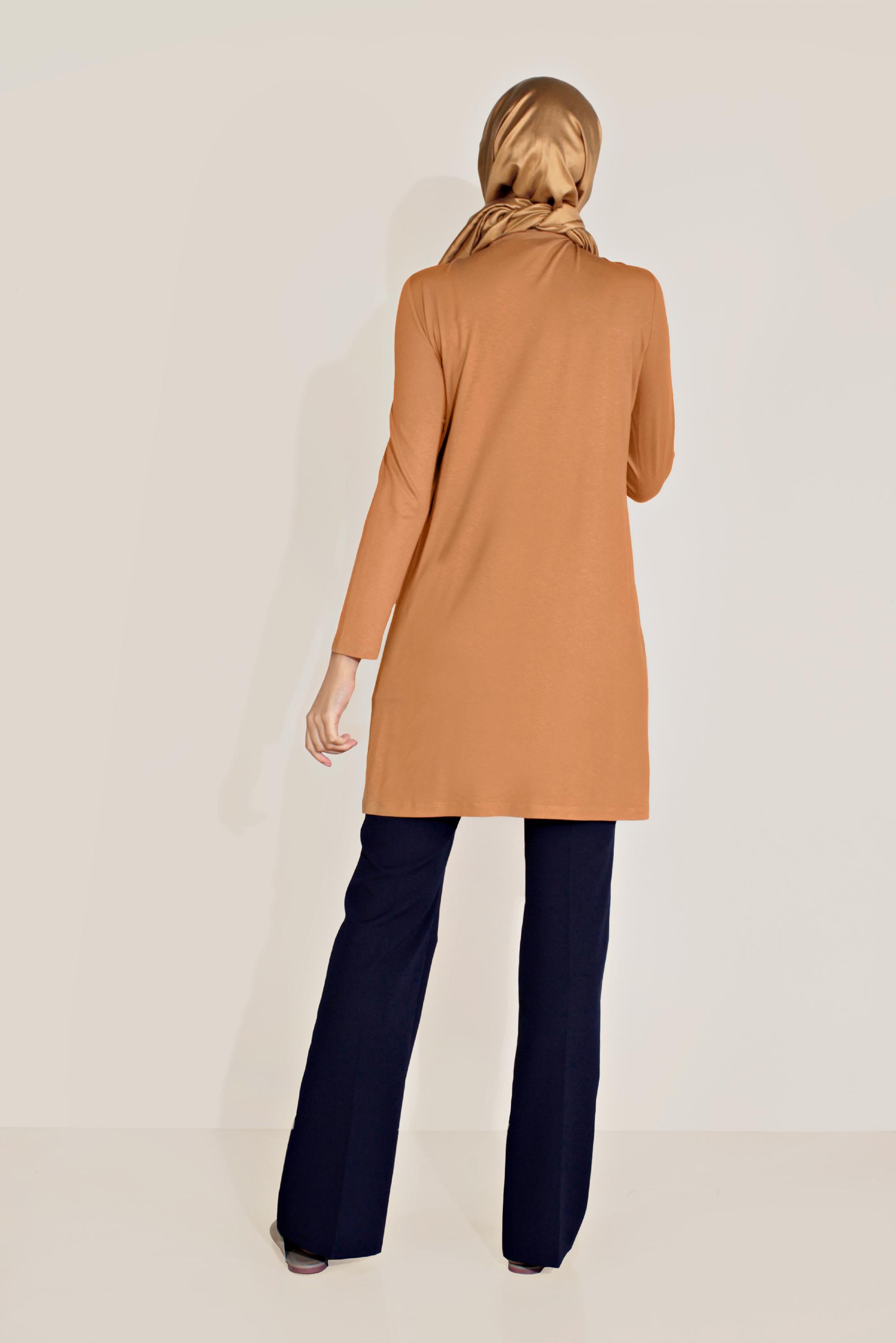 Tesettür giyim SARI BİSİKLET YAKA TUNİK 40825