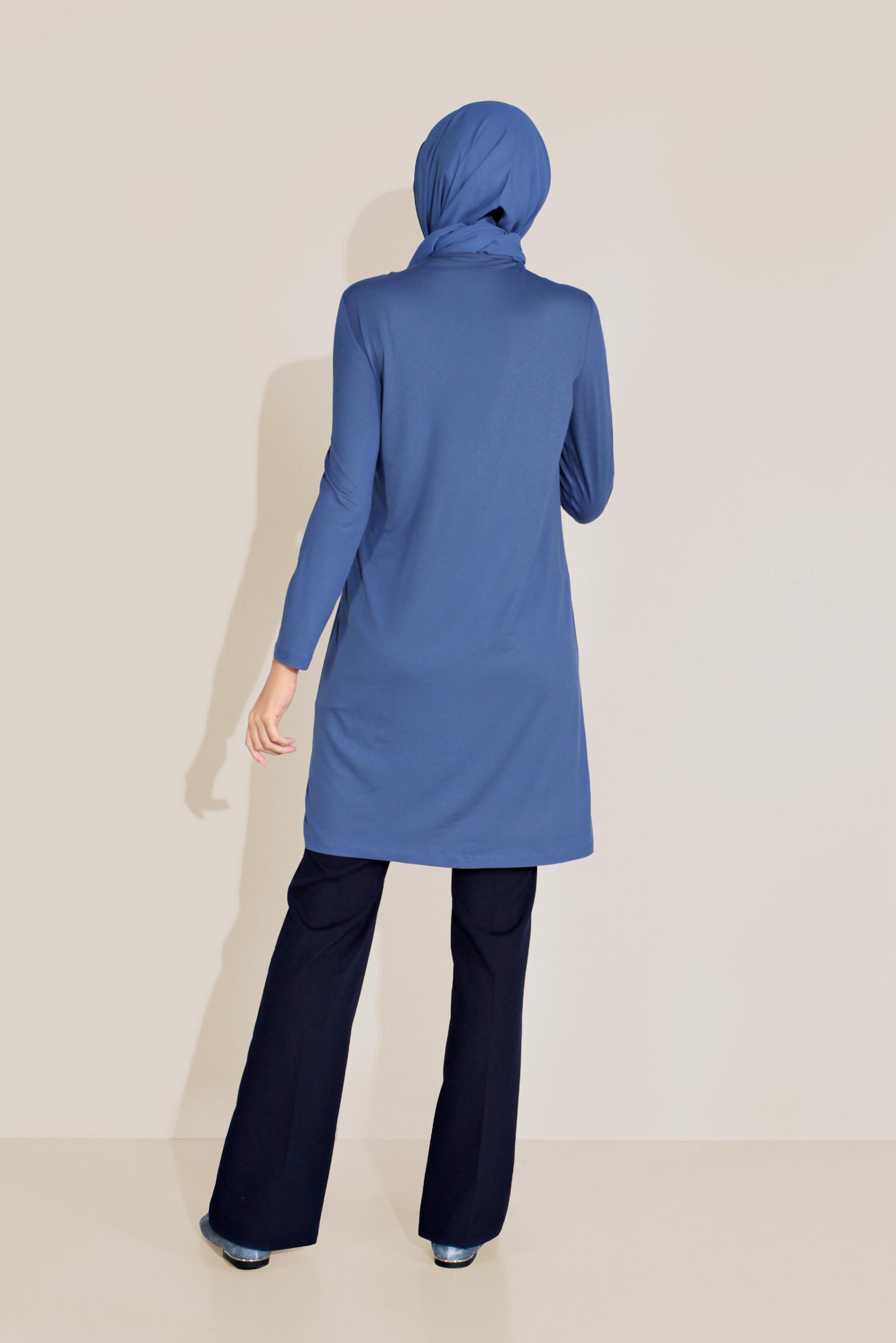 Tesettür giyim LACİVERT BİSİKLET YAKA TUNİK 40825