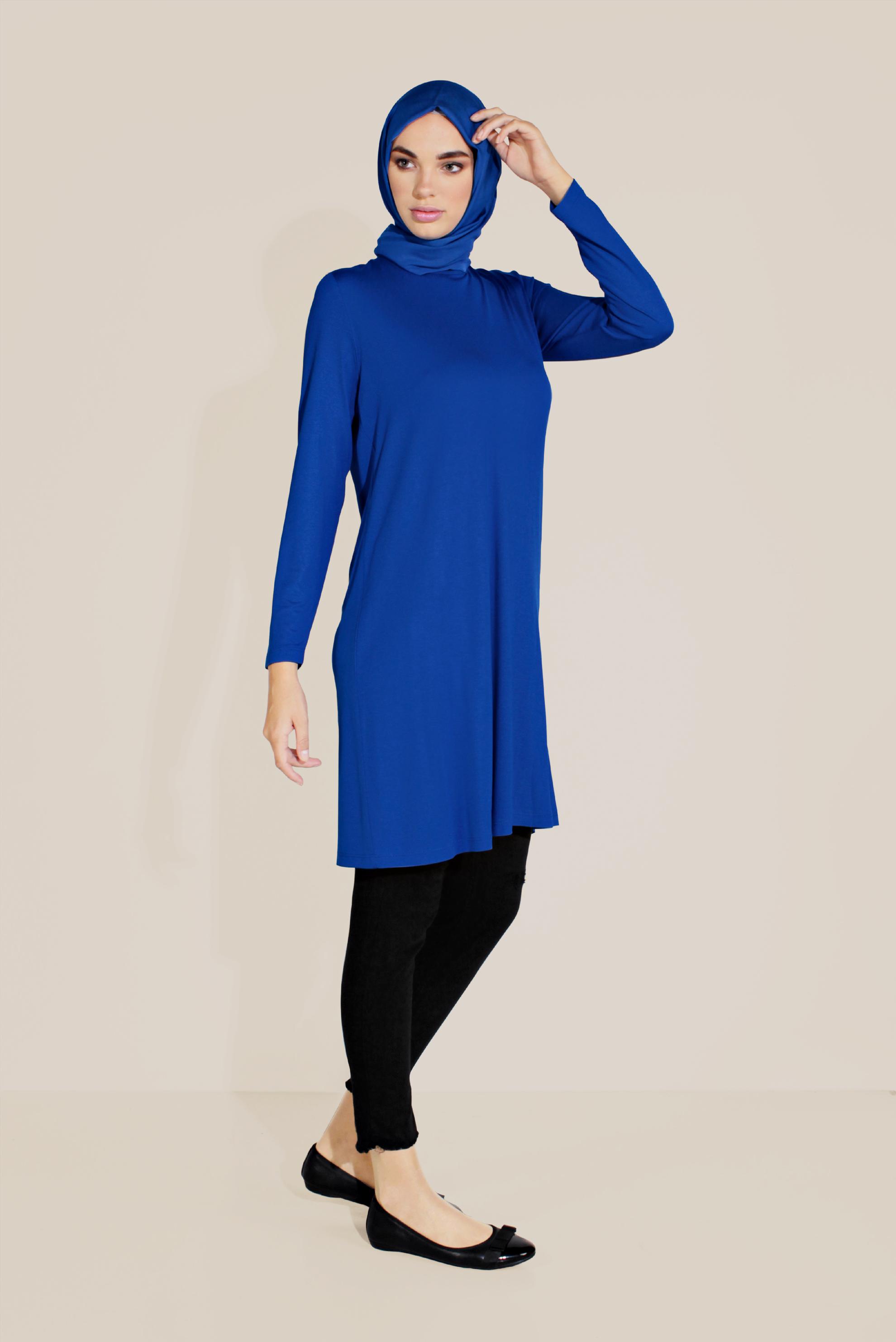 Tesettür giyim LACİVERT BİSİKLET YAKA TUNİK 40825