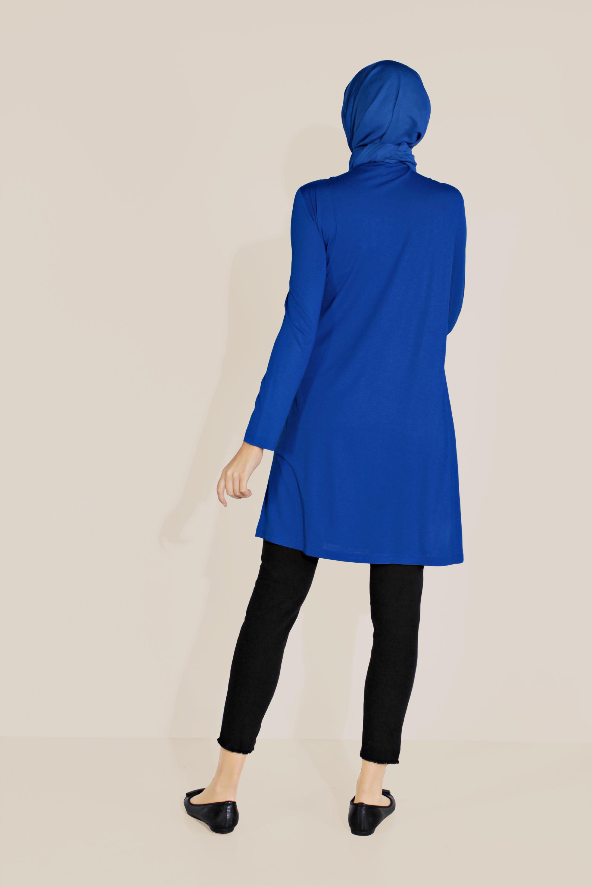 Tesettür giyim LACİVERT BİSİKLET YAKA TUNİK 40825