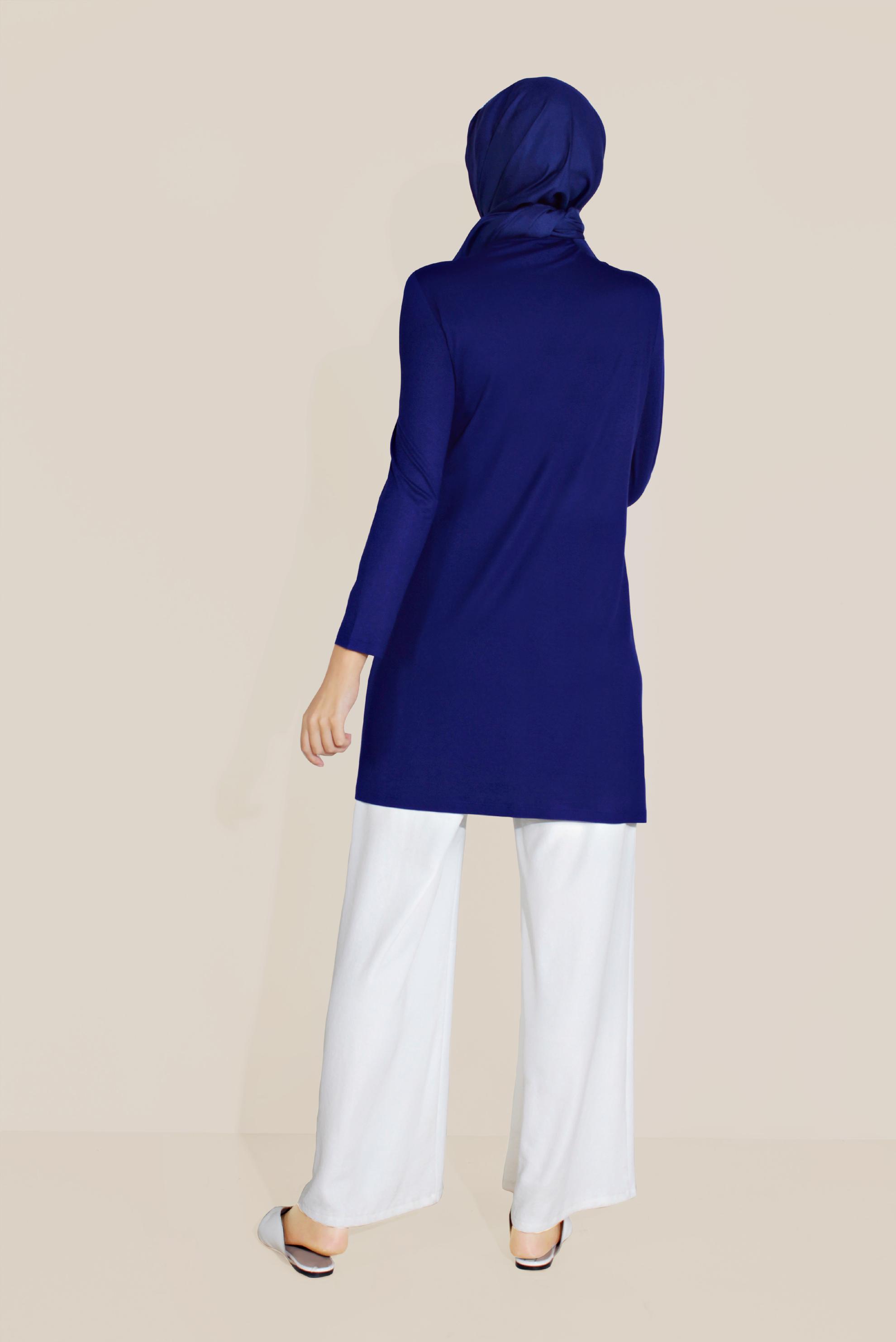 Tesettür giyim LACİVERT BİSİKLET YAKA TUNİK 40825