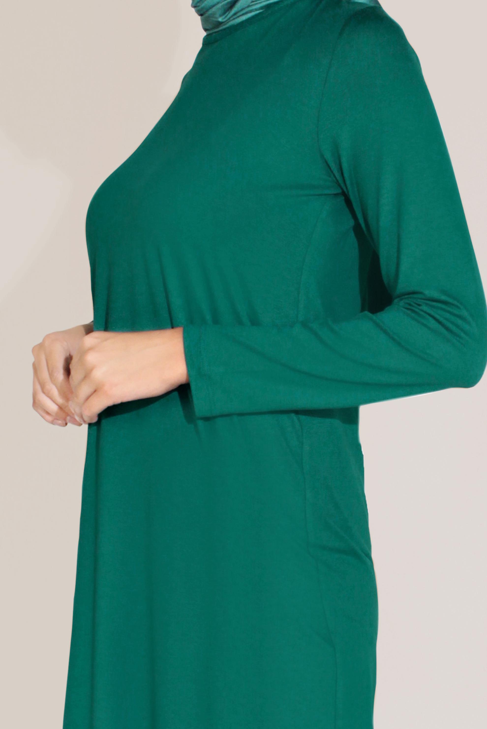 Tesettür giyim YEŞİL BİSİKLET YAKA TUNİK 40825