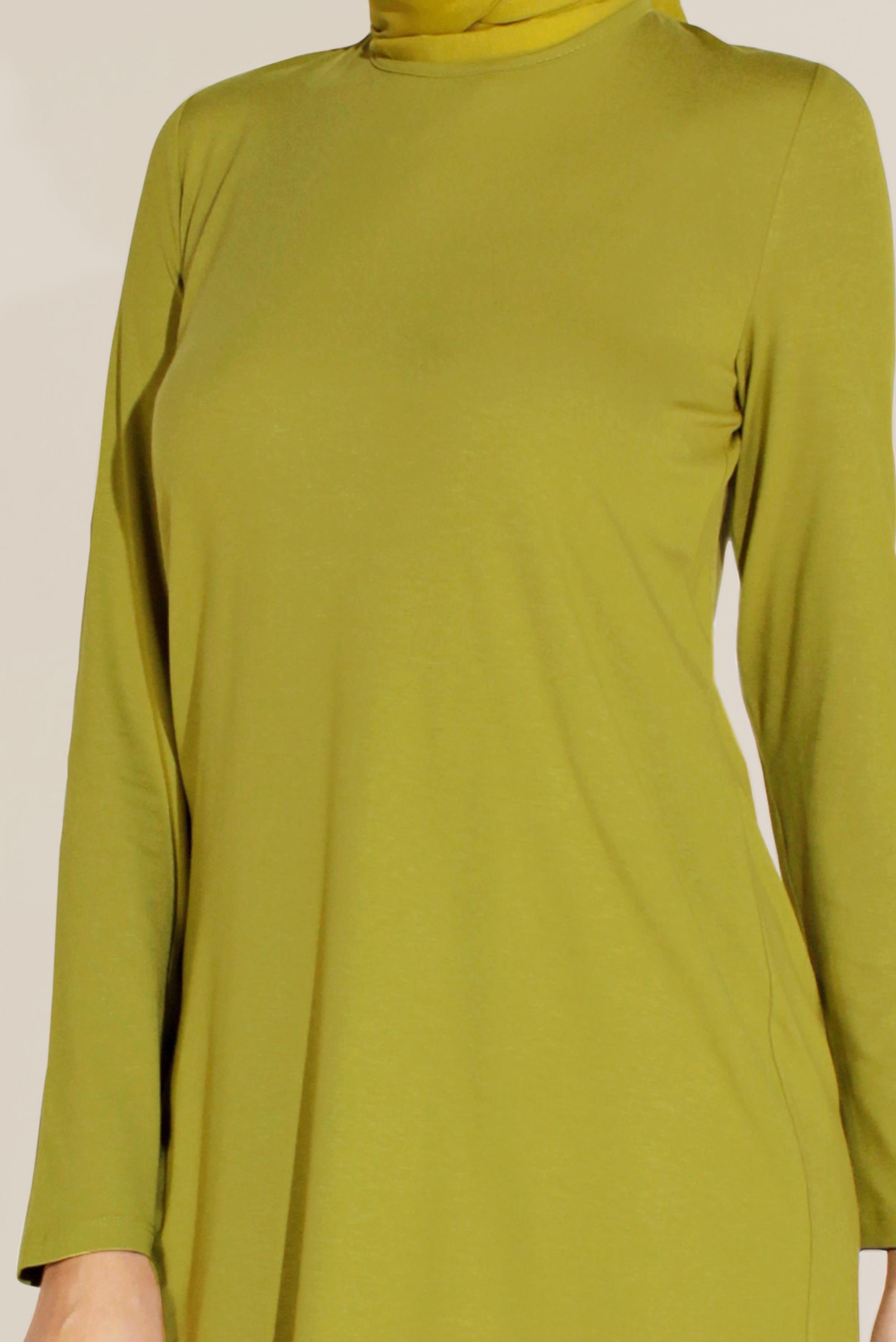 Tesettür giyim YEŞİL BİSİKLET YAKA TUNİK 40825