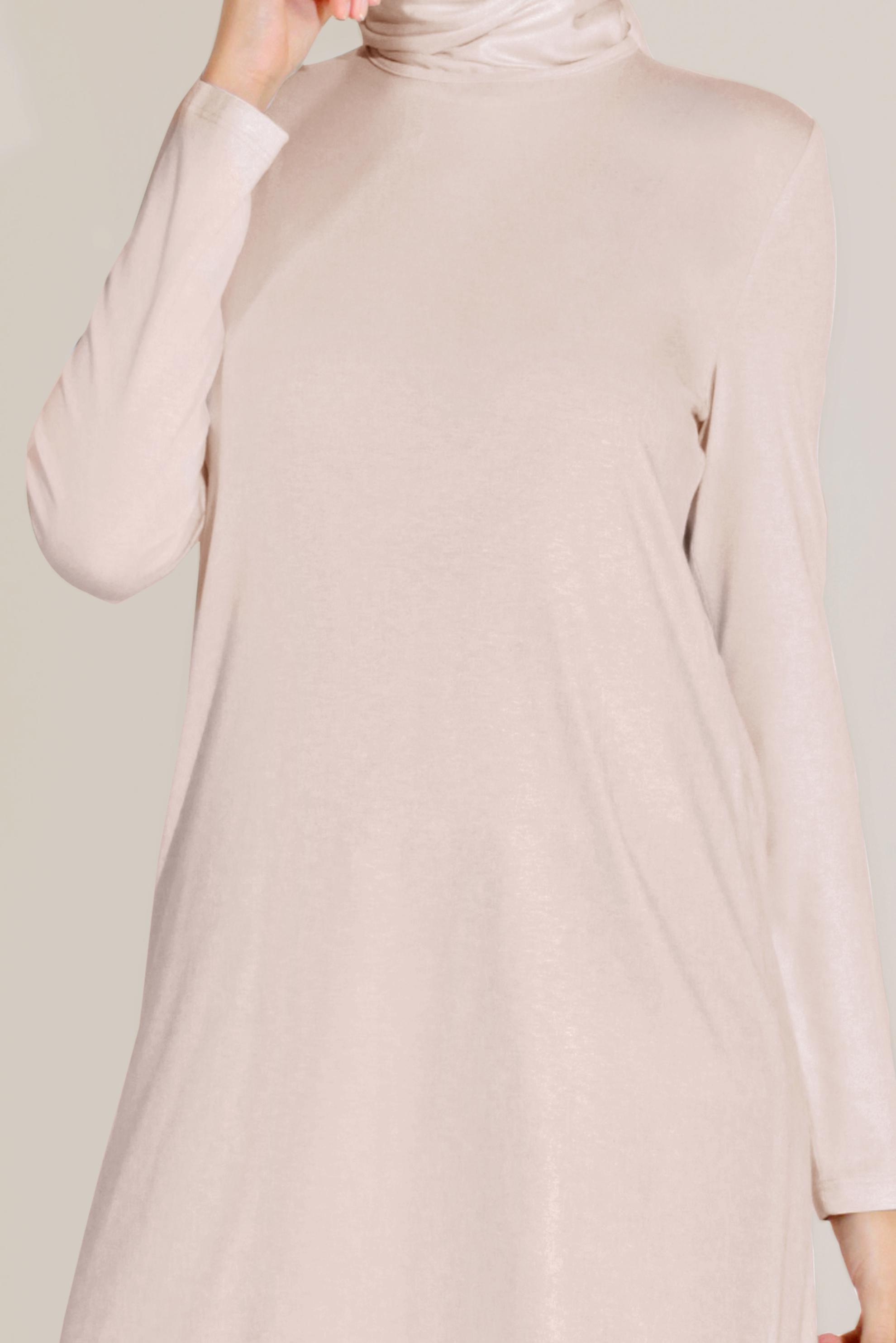 Tesettür giyim EKRU BİSİKLET YAKA TUNİK 40825