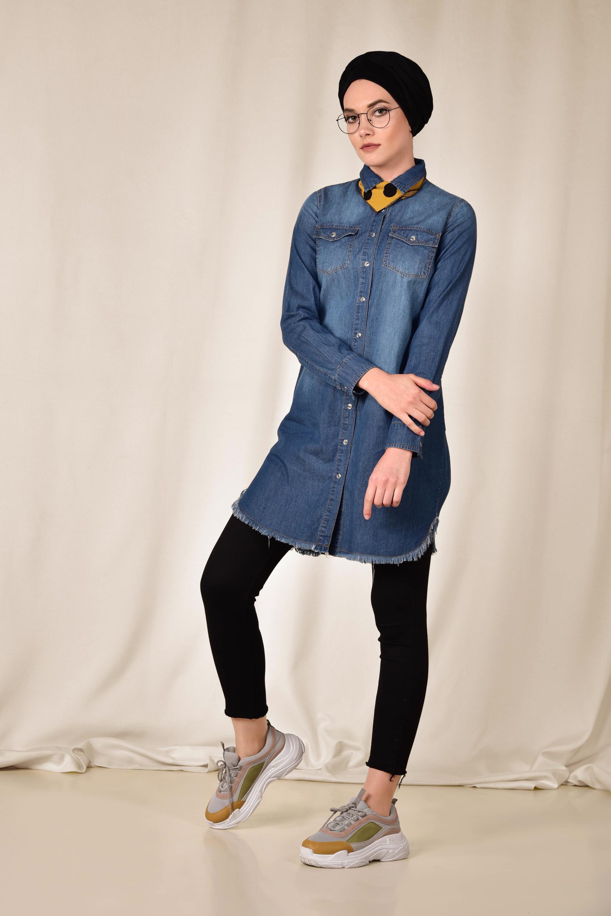 Hijab clothing BLUE 4098 EGE TUNİK 36/44