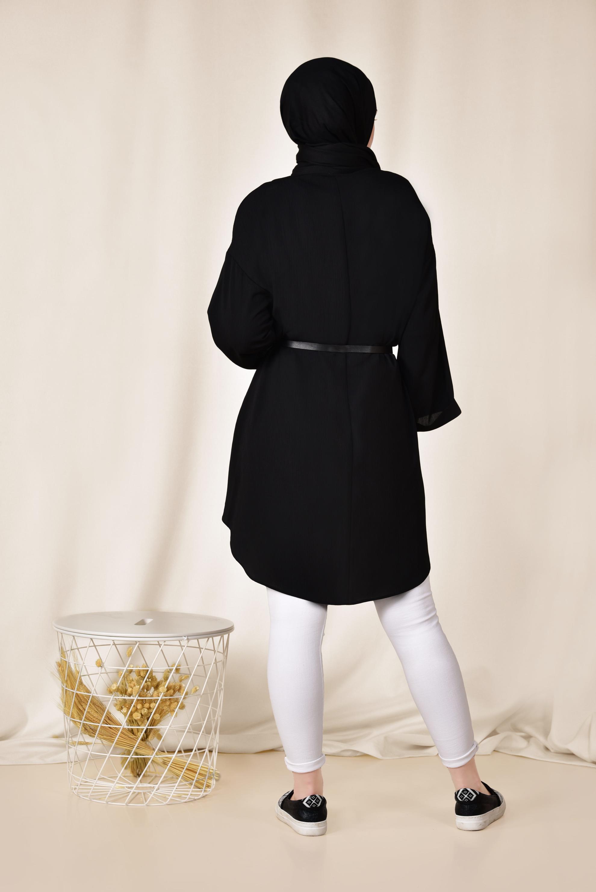 Tesettür giyim SİYAH CEPLİ SALAŞ TUNİK 4110