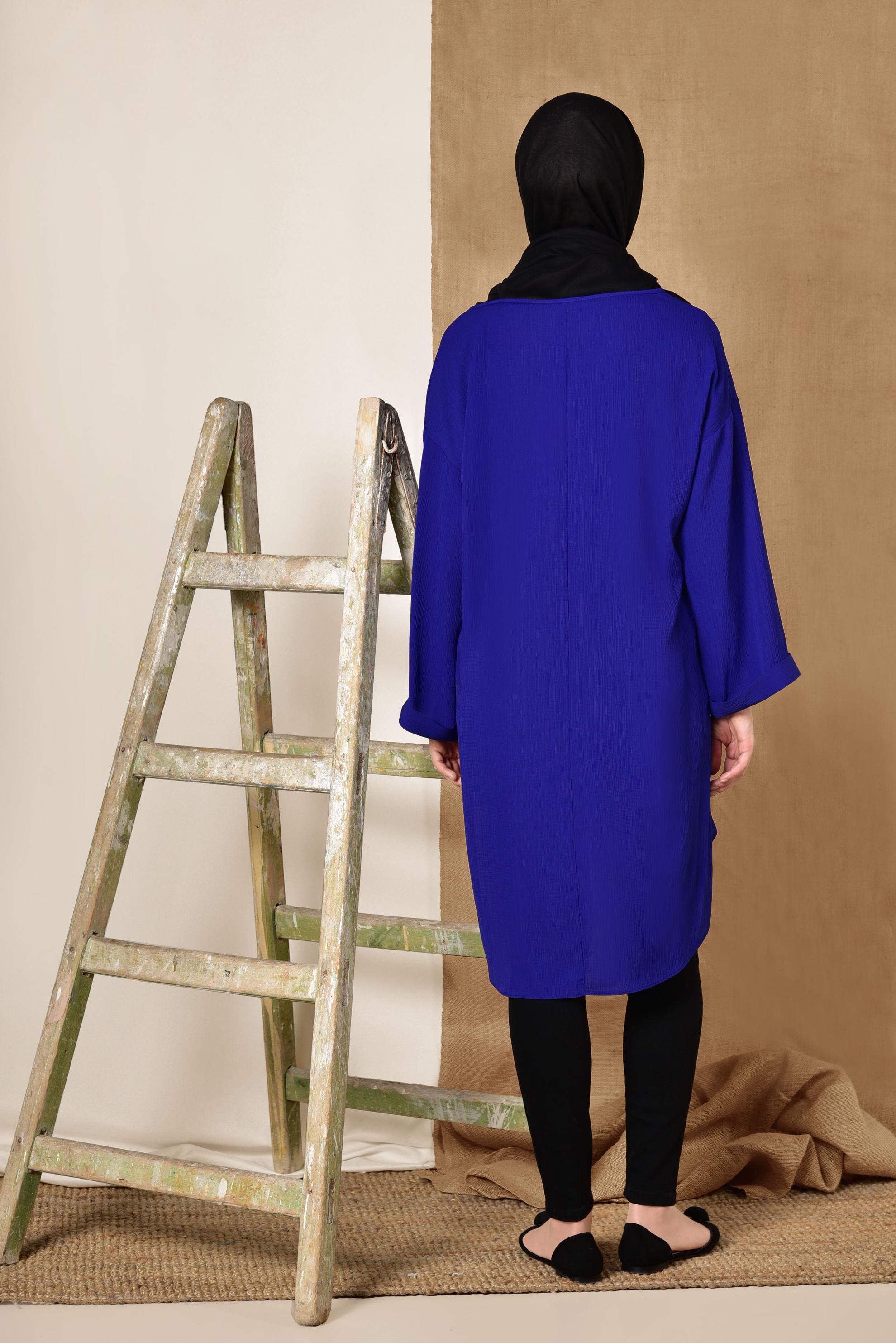 Tesettür giyim LACİVERT CEPLİ SALAŞ TUNİK 4110