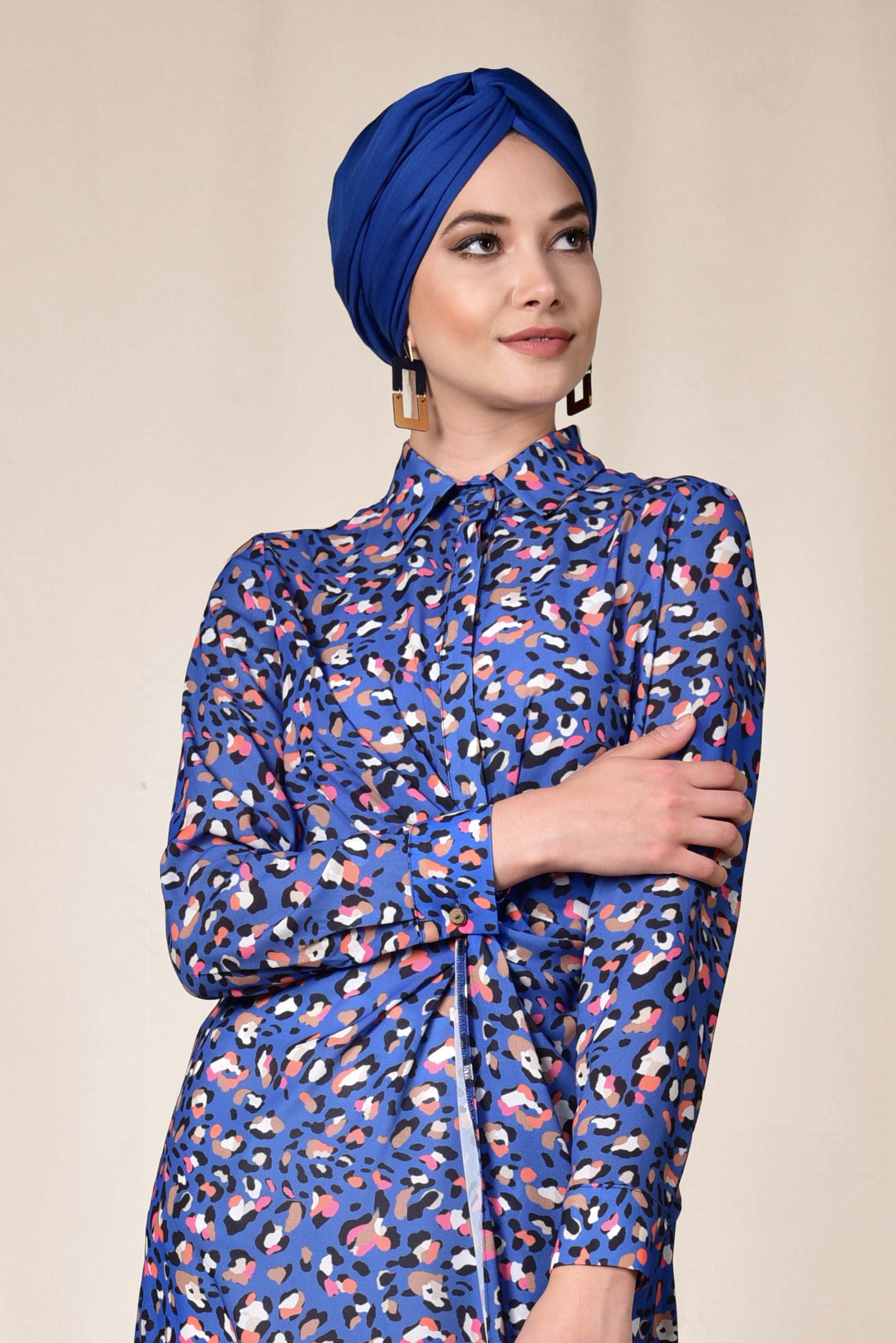 Tesettür giyim LACİVERT RENKLİ DESENLİ TUNİK 4115
