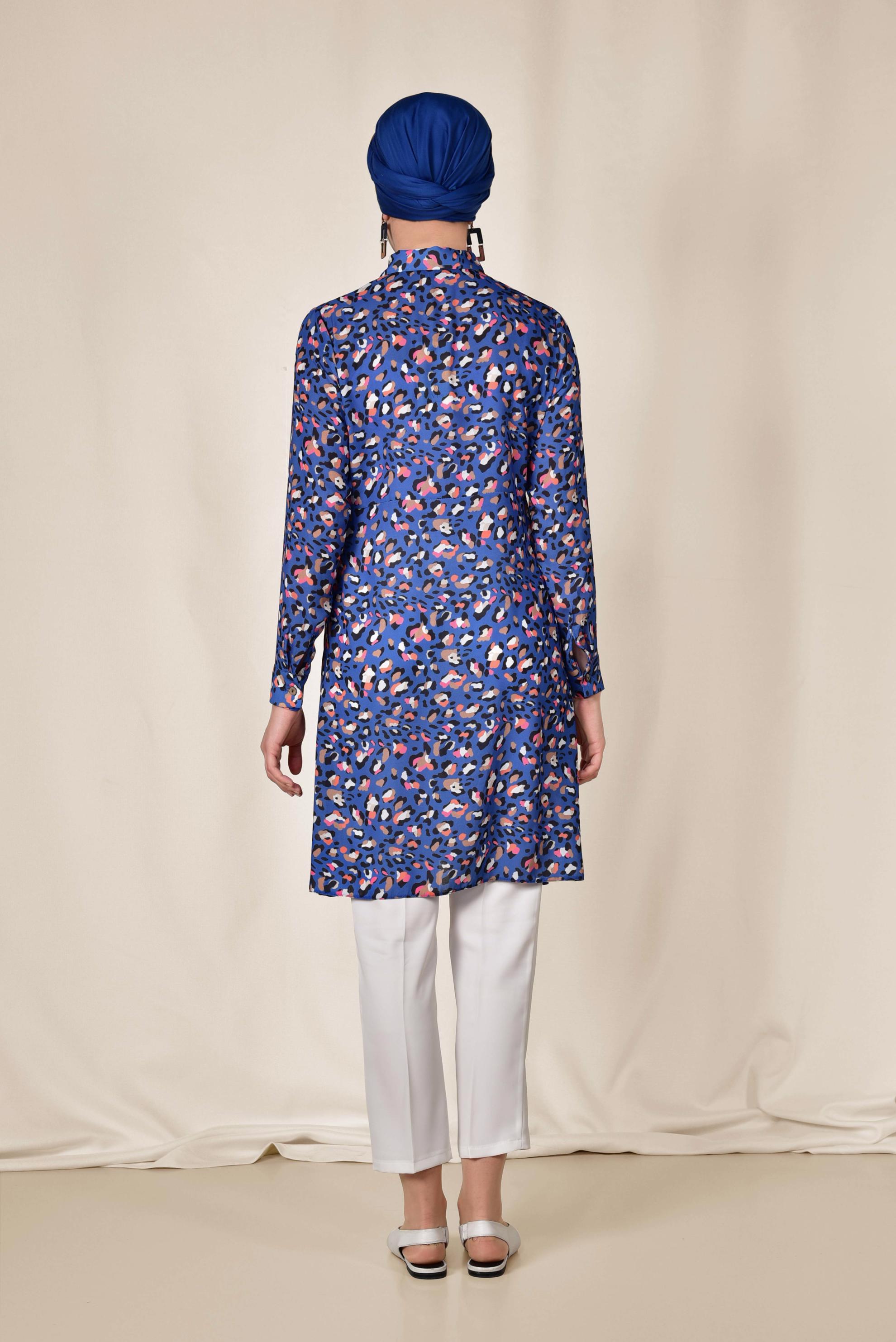 Tesettür giyim LACİVERT RENKLİ DESENLİ TUNİK 4115