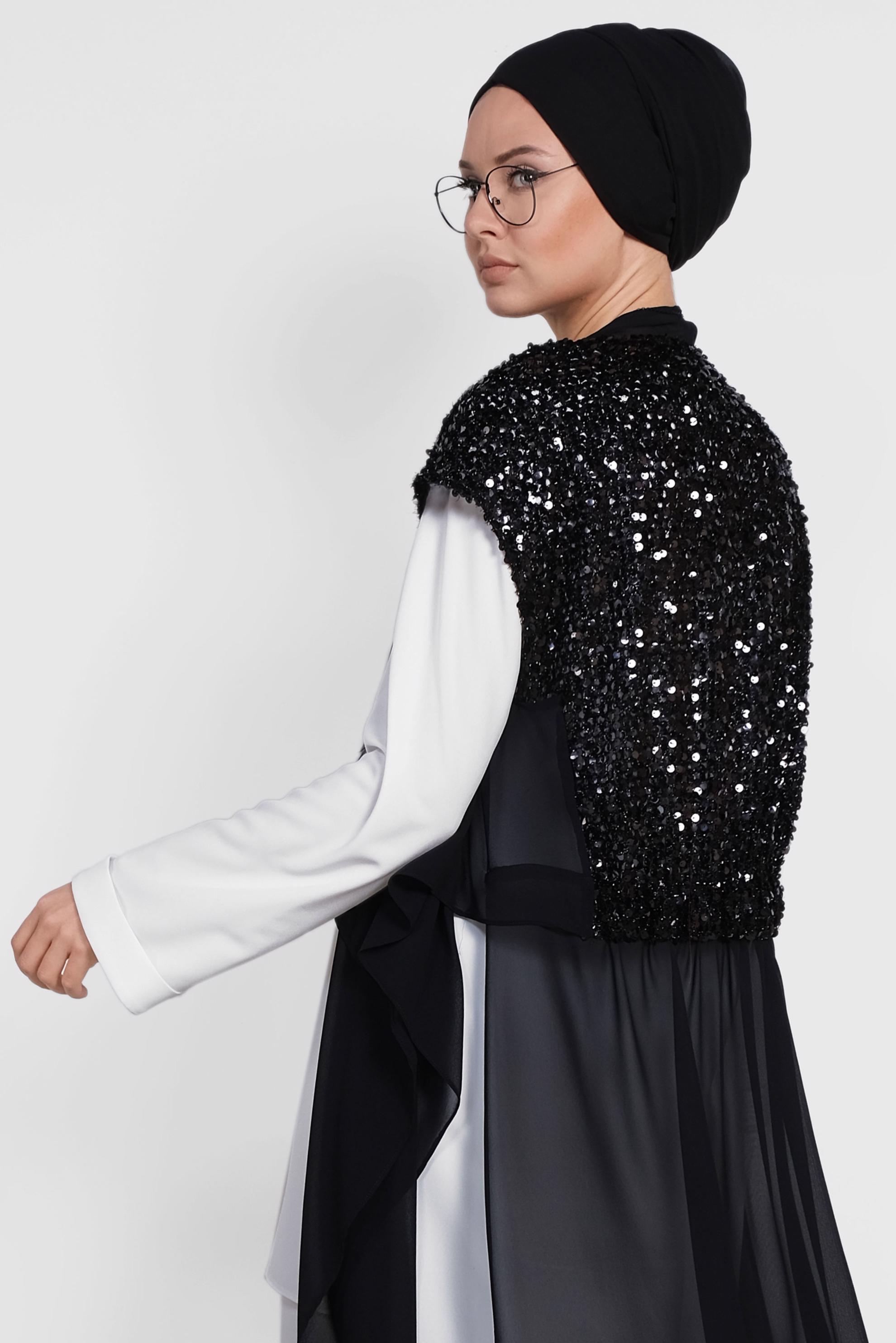 Tesettür giyim SİYAH PUL PAYETLİ İKİLİ TUNİK 4145