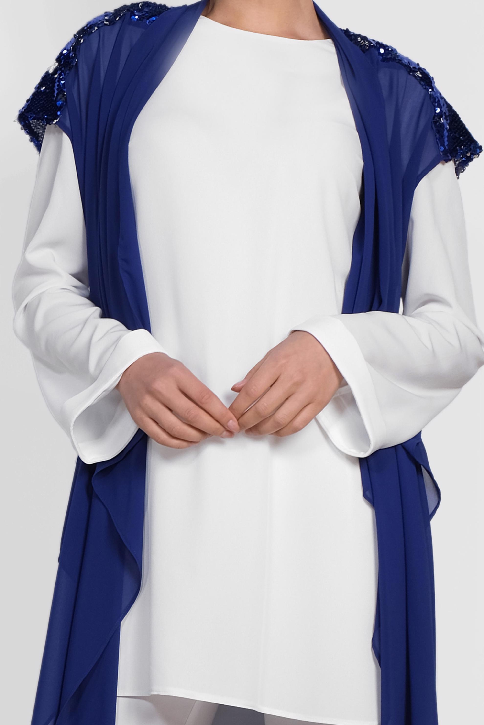 Tesettür giyim LACİVERT PUL PAYETLİ İKİLİ TUNİK 4145