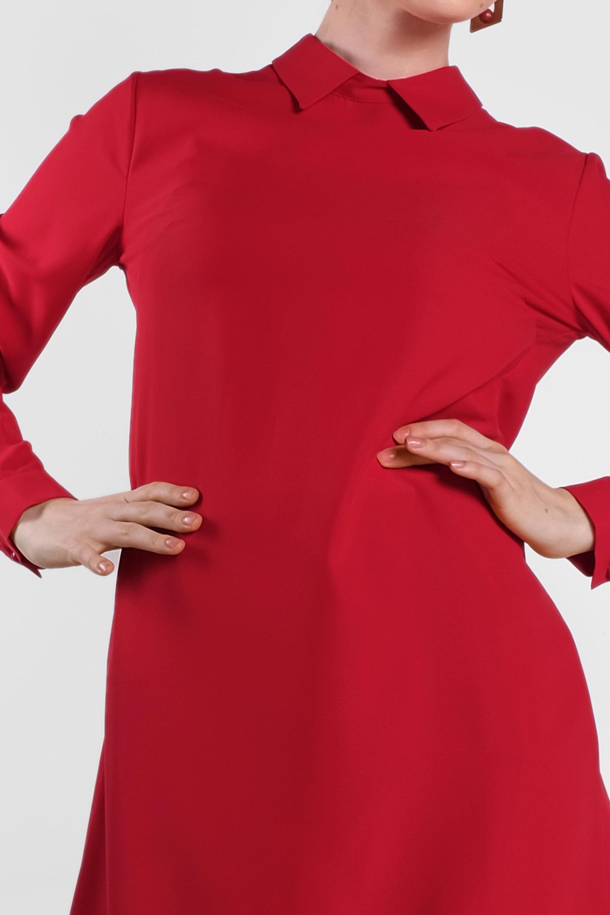 Tesettür giyim KIRMIZI ARKADAN FERMUARLI TUNİK 4162 