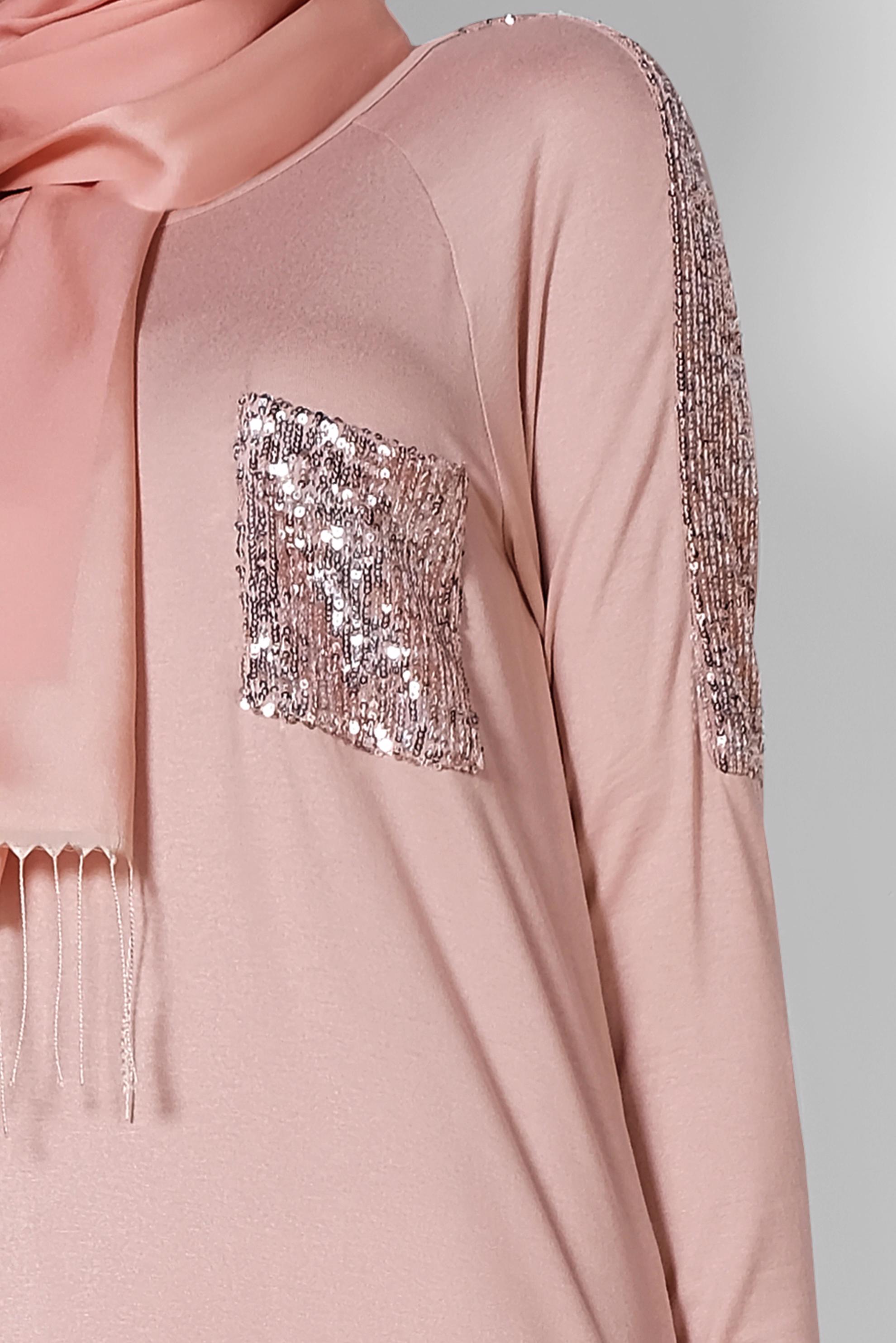 Tesettür giyim PUDRA PUL PAYET DETAYLI TUNİK 4179