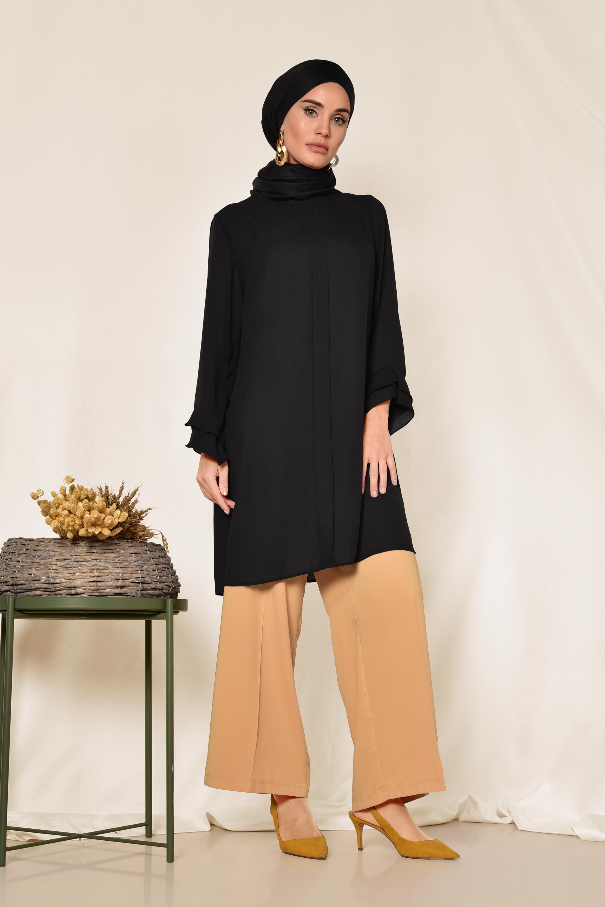 Tesettür giyim SİYAH FERMUARLI TUNİK 4195